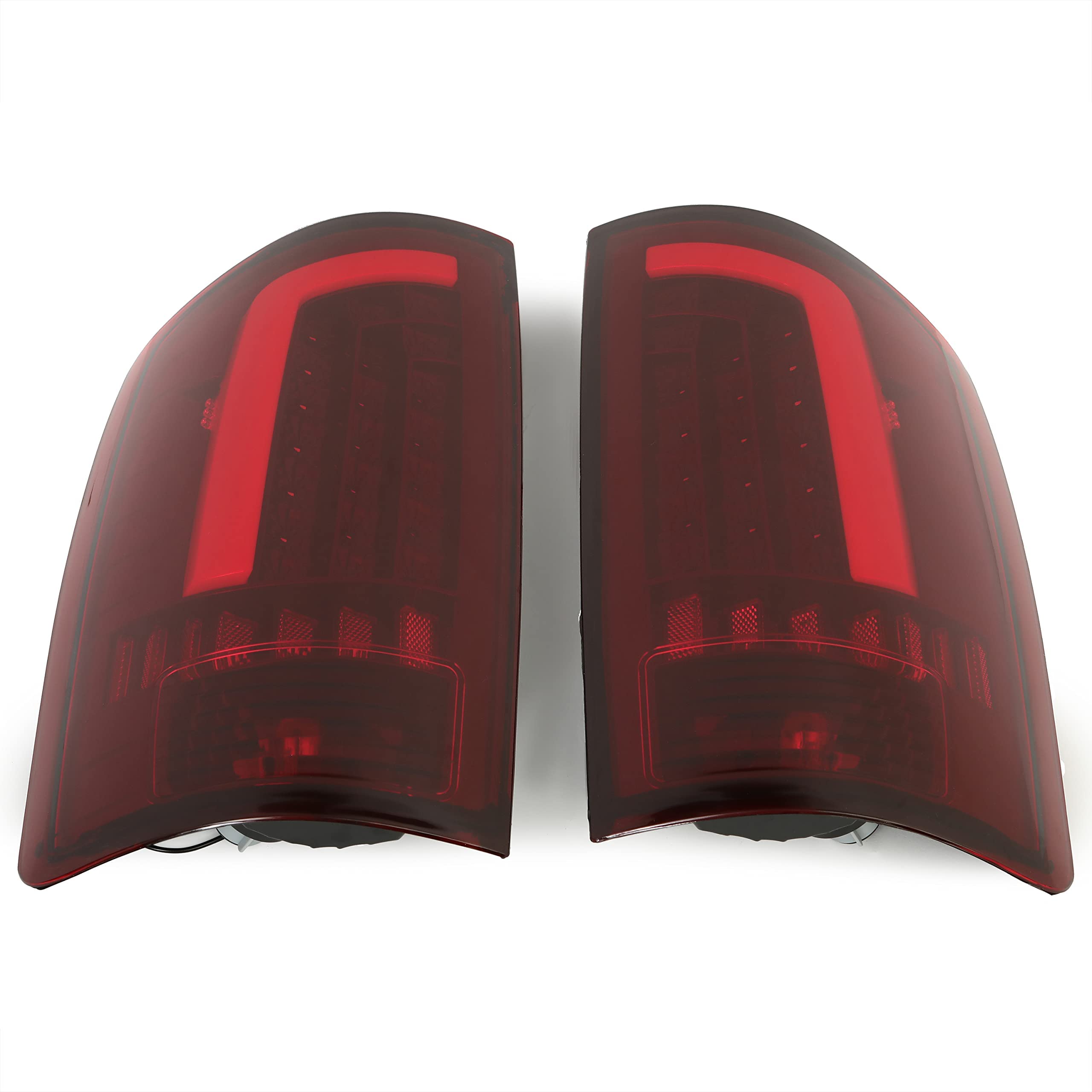 HECASA LED Tail Lights Assembly for 2002-2006 Dodge Ram 1500/2500/3500 - Red Lens Chrome Housing LED Tube Bar Rear Brake Turn Signal Lamps (Pair) | Upgrade Your Truck's Style & Safety for Night Driving & Towing