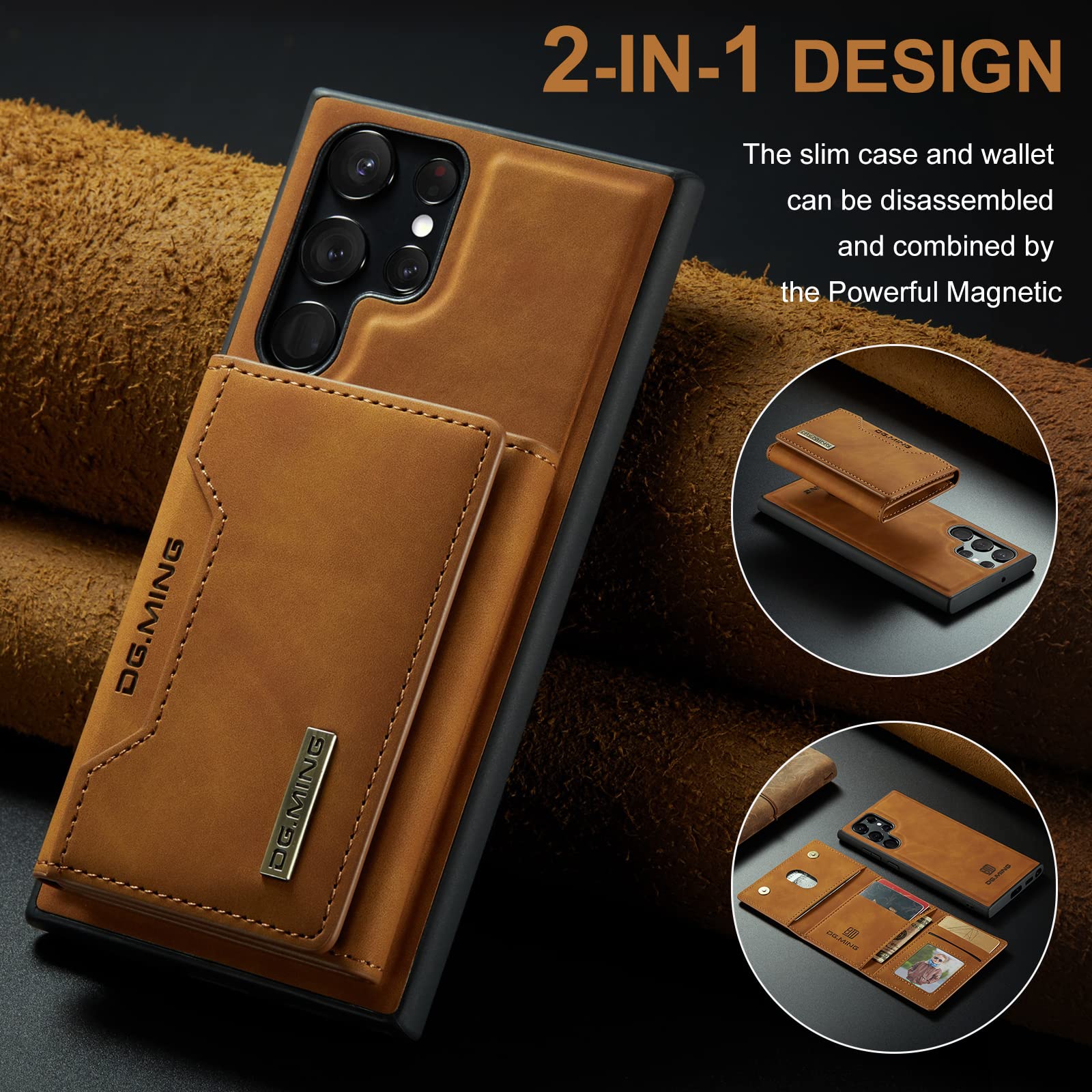 Premium Magnetic Leather Wallet Case for Samsung Galaxy S22 Ultra (6.8