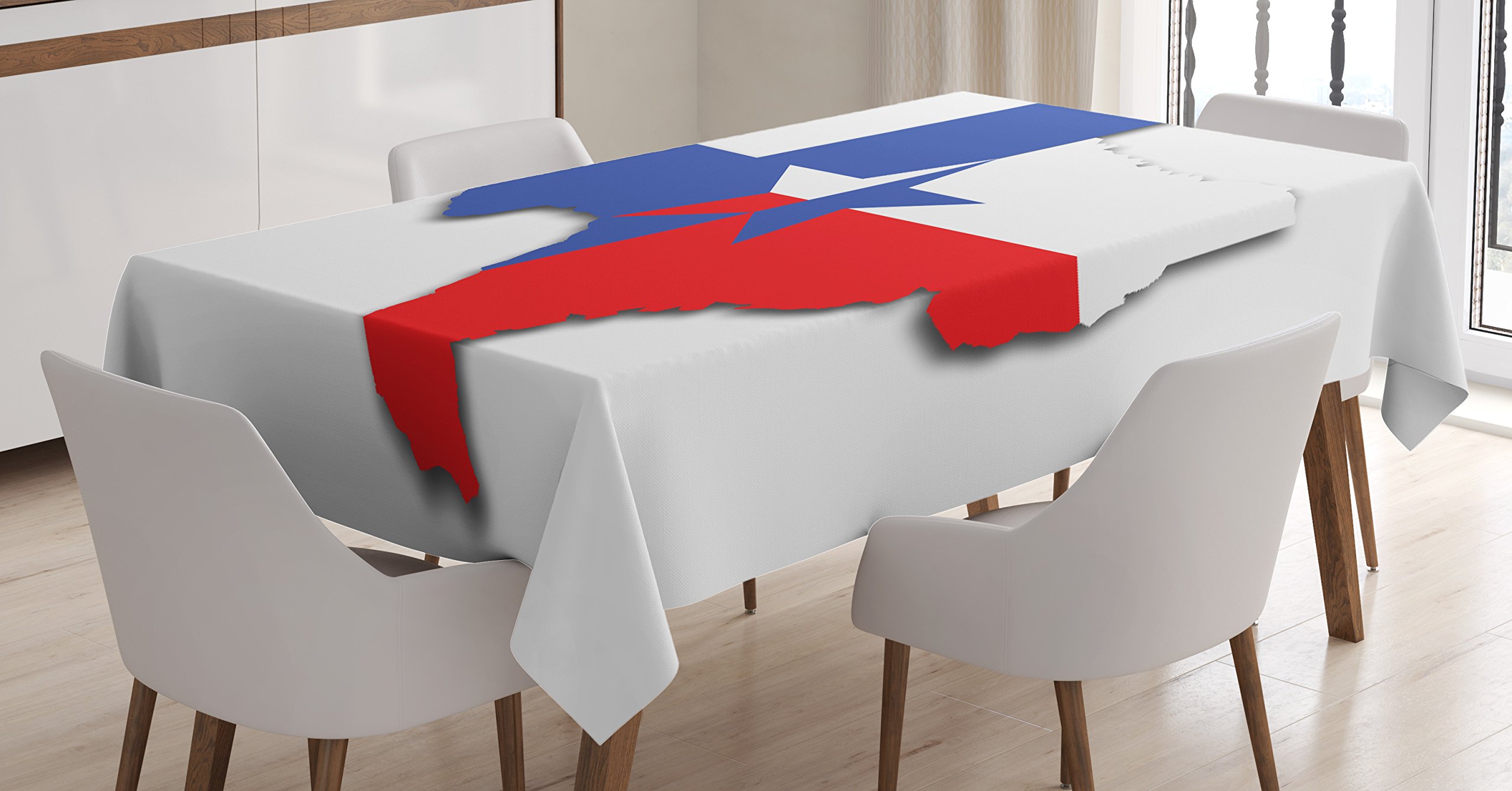 Ambesonne Texas Star Tablecloth - Texas Map Outline American Southwest Style, Rectangular Dining Table Cover for Kitchen & Home Decor, 60