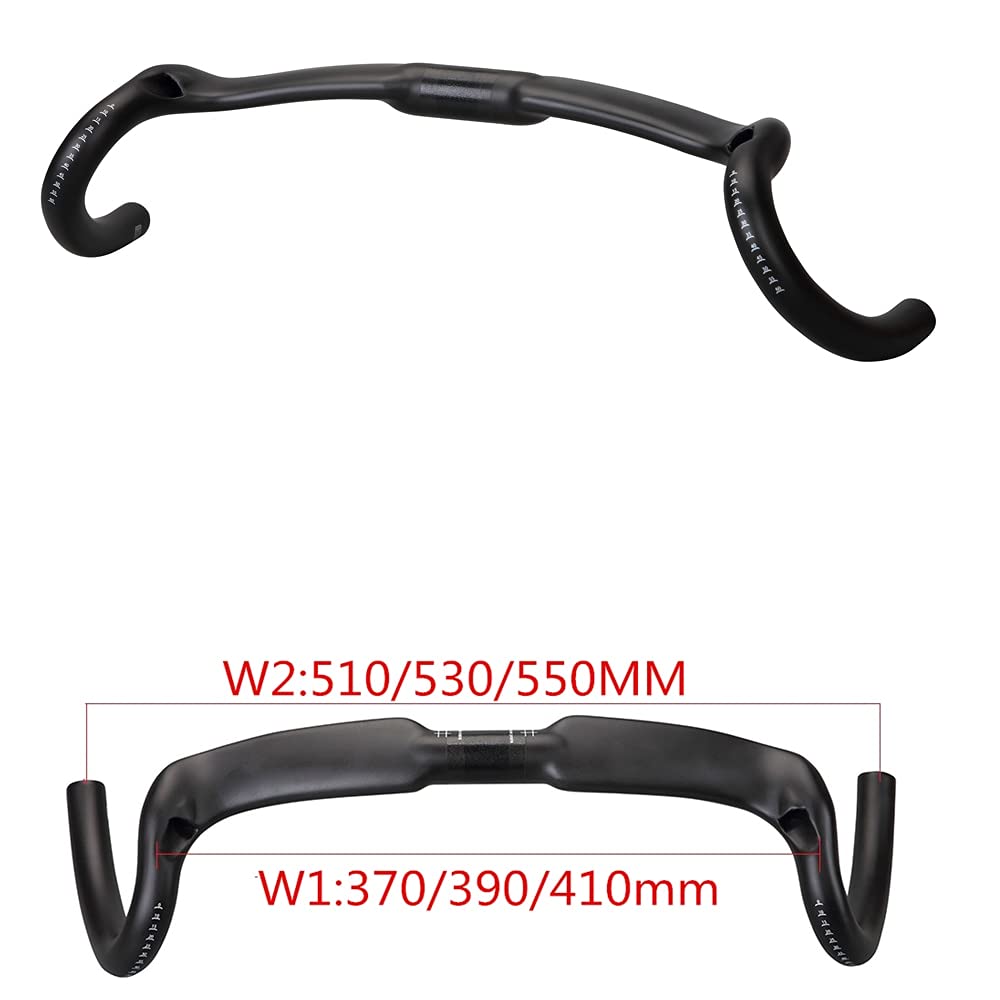 Carbon Fiber Road Bike Handlebars 370/390/410/430mm - Big Flare Cyclocross Drop Bar for Gravel & Adventure Biking - Lightweight & Durable Cycling Handlebar for Road, Race & Commuting