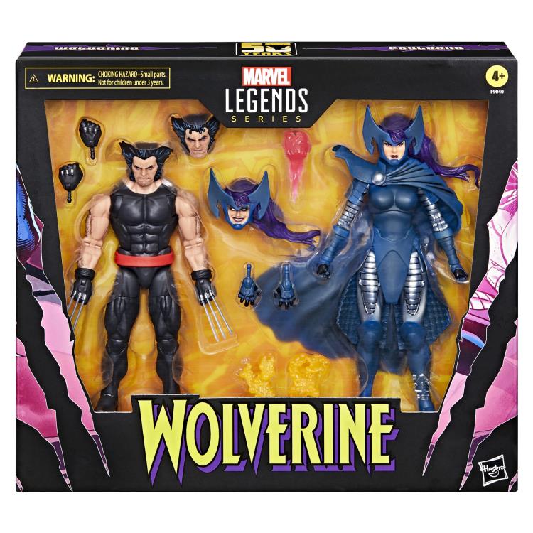 Marvel Legends Wolverine and Psylocke 2-Pack Action Figures - 50th Anniversary Edition | Collectible Superhero Toys for Display & Gifts | Marvel X-Men Comics Fans