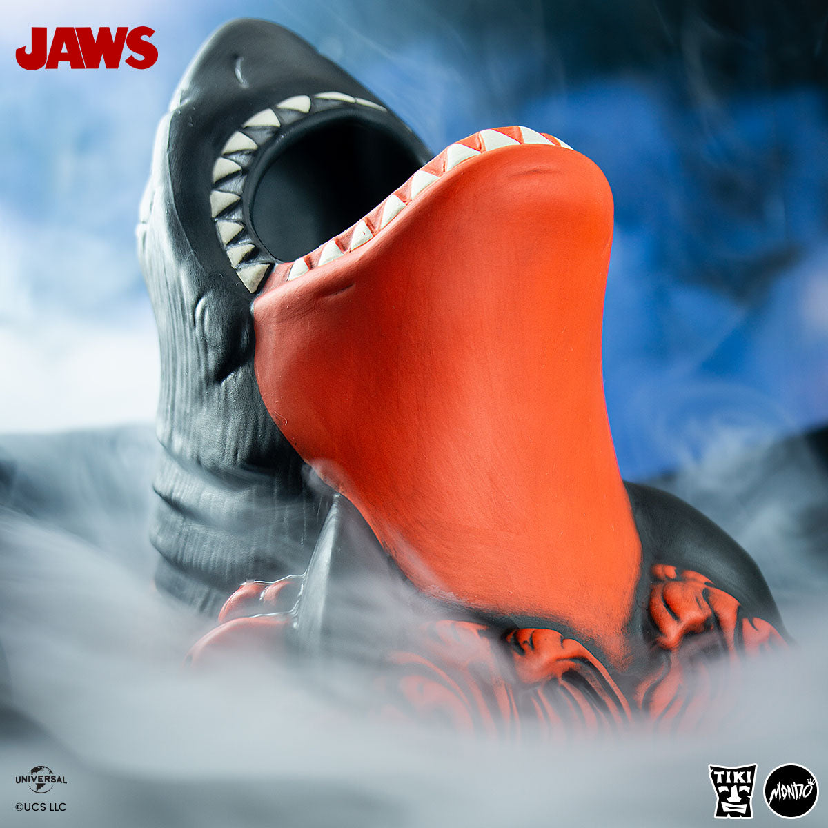 Jaws Tiki Get Out of the Water Variant - Red & Black Collectible Statue for Horror Movie Fans | Perfect for Home Decor, Halloween Party & Movie Themed Gifts