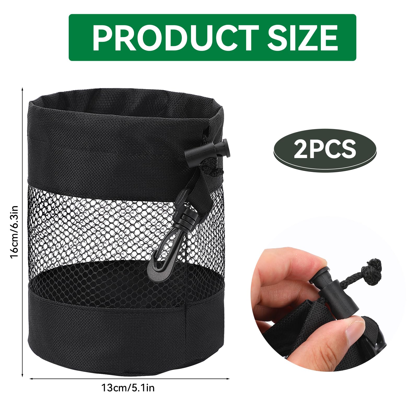 2 Pack Golf Ball Storage Bags - Durable Nylon Mesh Drawstring Pouch for Golf Ball Organization - Perfect for Golf Practice, Driving Range & Course Use - Golf Shag Bag & Ball Holder for Easy Storage & Transport