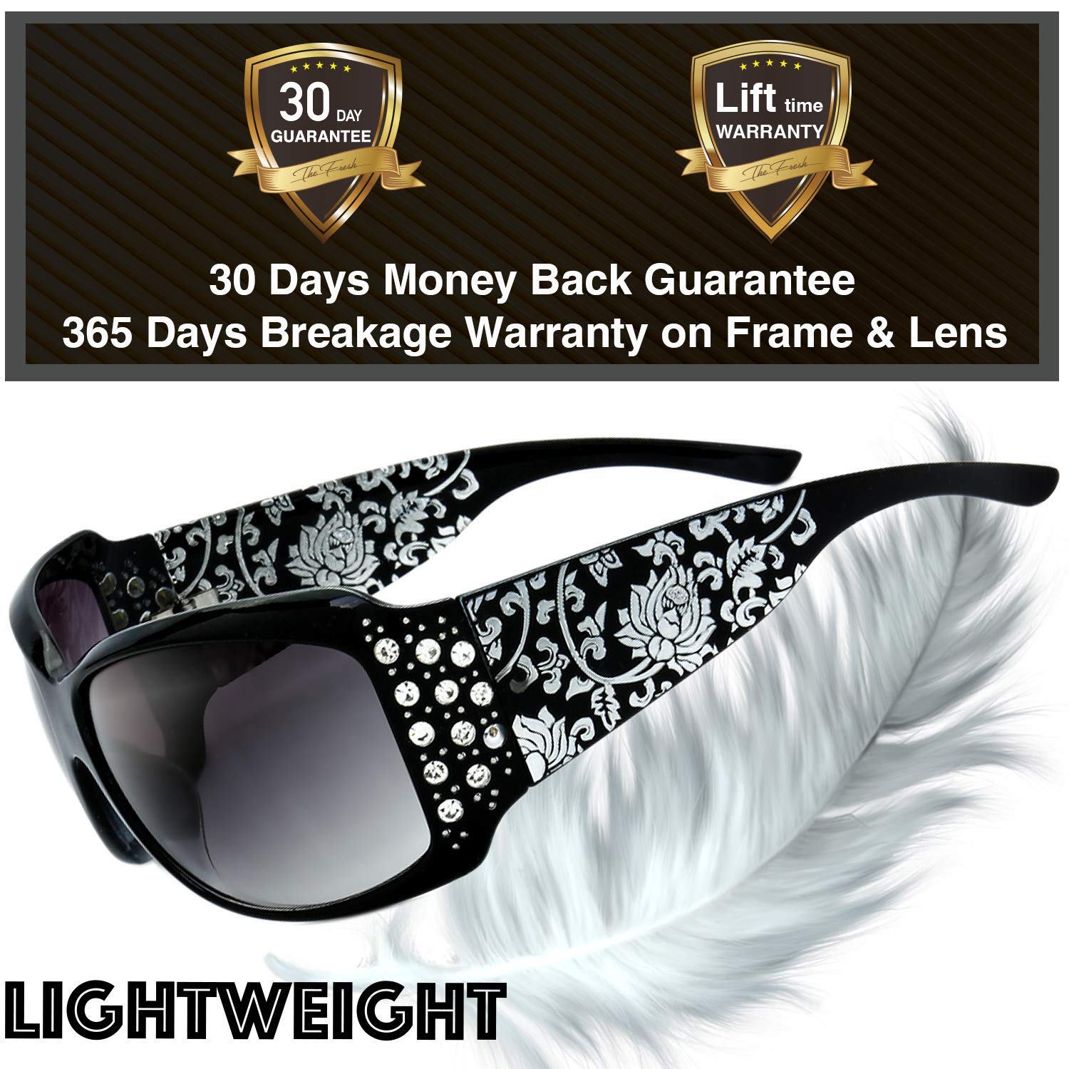 Trendy Rhinestone Sunglasses for Women - Classic Fashion Sunglasses with Gift Box - Perfect for Summer Outfits, Beach Vacations & Party Accessories