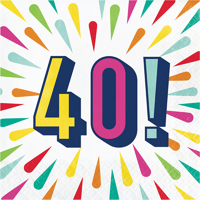 40-Pack Colorful Birthday Burst Luncheon Napkins - Premium Disposable Party Napkins for Birthday Celebrations, Baby Showers & Special Events