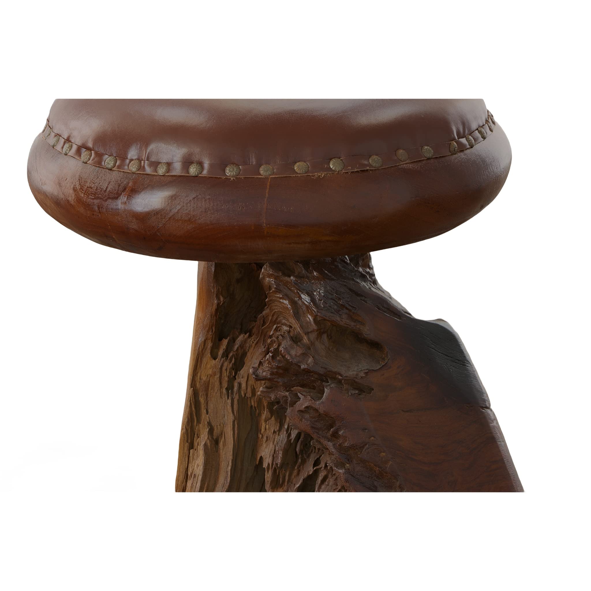 Old Growth Teak Root Counter Stool - Rustic Bar Stool for Kitchen Island, Breakfast Nook & Outdoor Dining - Solid Wood Bar Height Stool with Natural Wood Grain