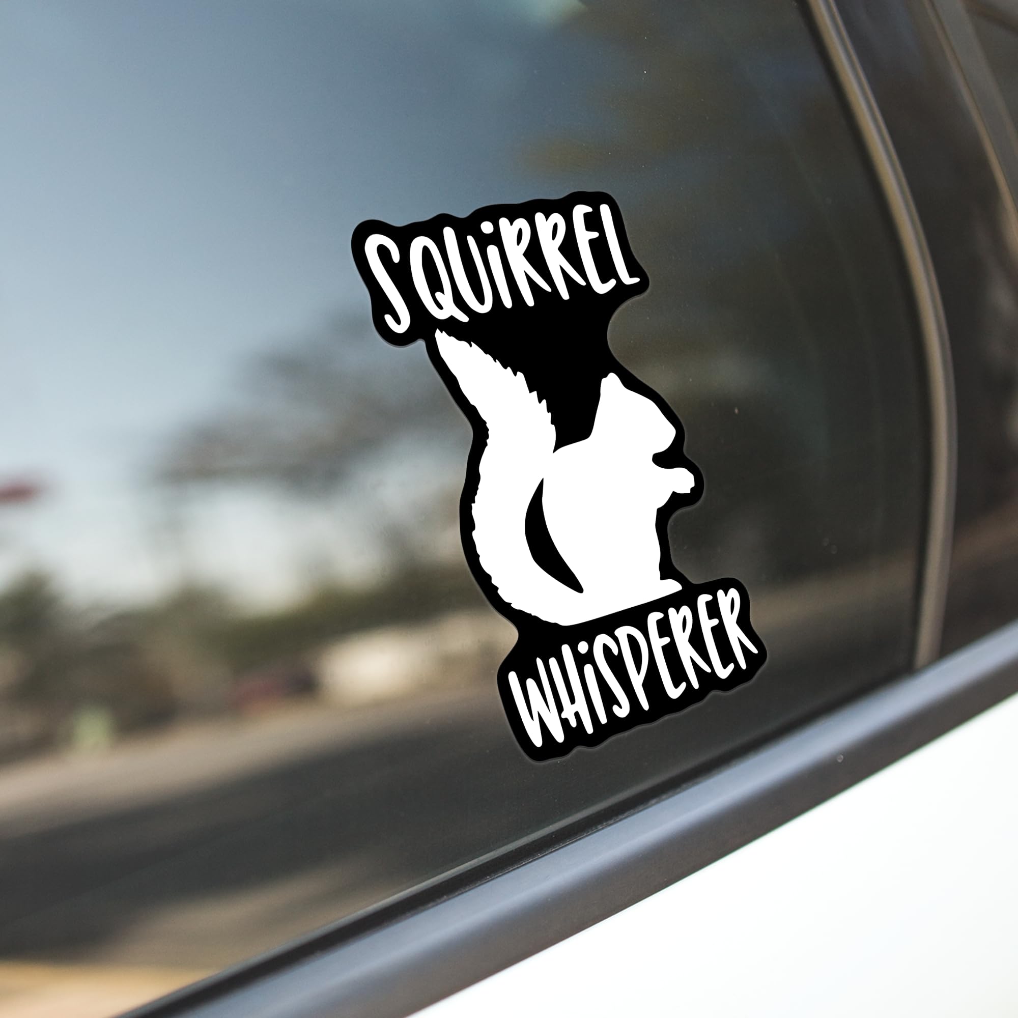 Squirrel Whisperer Vinyl Decal Sticker - 5.5 Inch White Waterproof Sticker for Cars, Trucks, Vans, SUVs, Windows, Walls, Cups & Laptops - Durable Removable Adhesive Vinyl (KCD2410) - Perfect for Outdoor Decor, Personalization & Gifts
