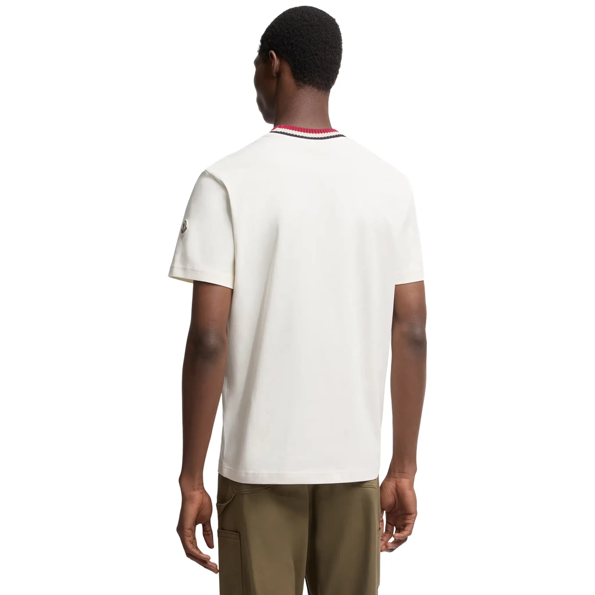 Moncler Tri-Color White T-Shirt for Men - Casual Short Sleeve Cotton Tee - Perfect for Streetwear & Summer Outfits