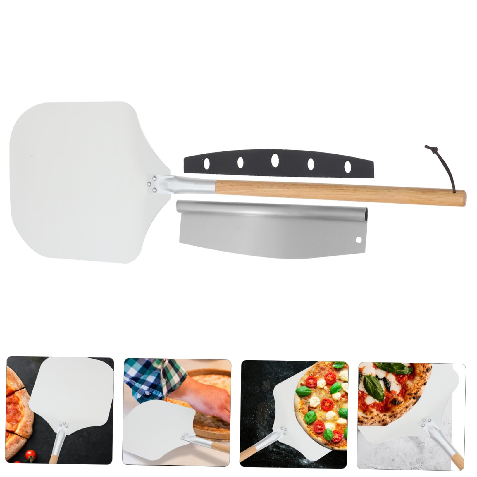 2-Piece Pizza Spatula and Cutter Set - Stainless Steel Pizza Shovel, Cake Transfer Tool & Pancake Cutter - Essential Baking Supplies for Home Kitchen, Restaurants, and Pizza Parties
