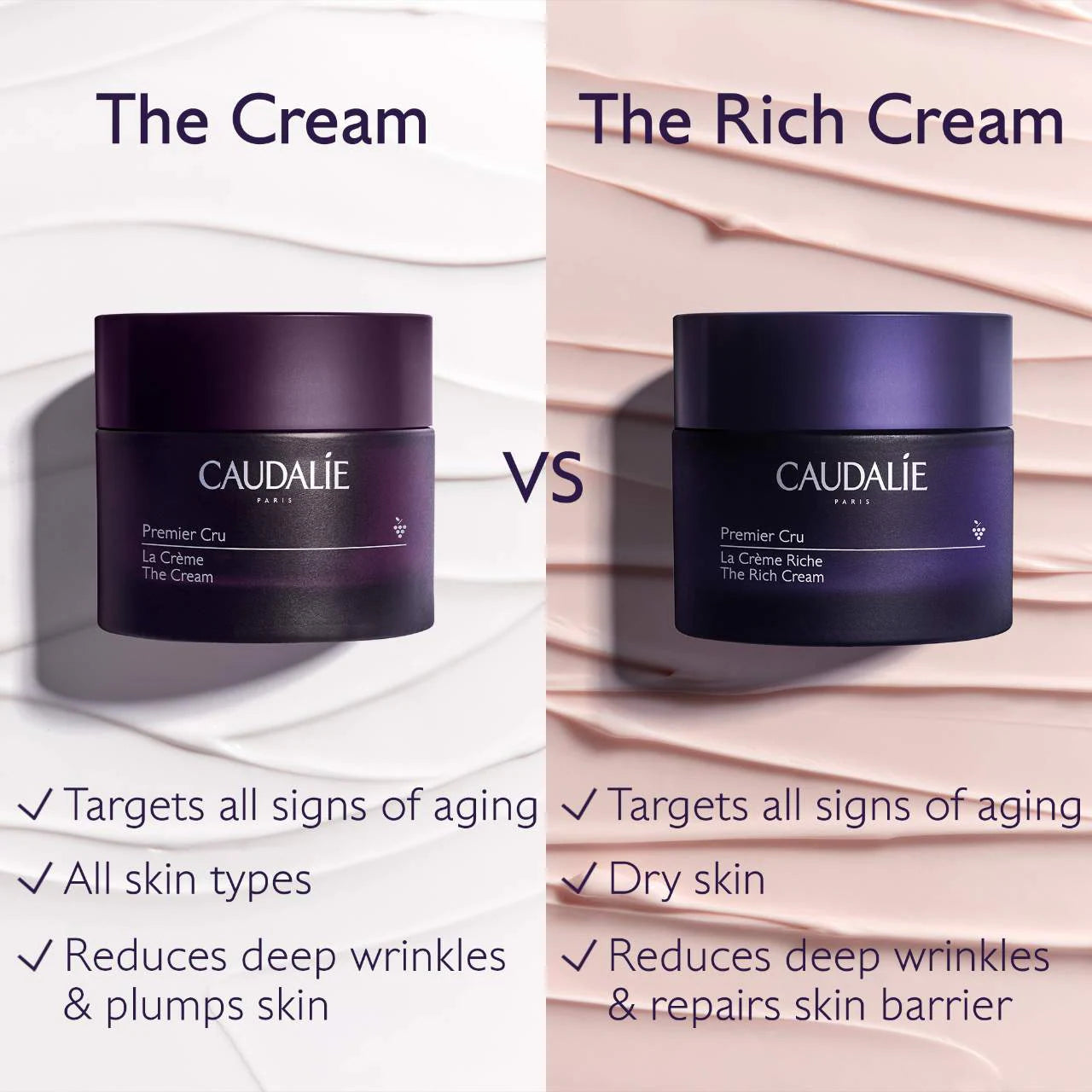 Caudalie Premier Cru The Cream Refill 50ml - Anti-Aging Face Moisturizer for Dry Skin - Luxury Skincare for Night & Day Use