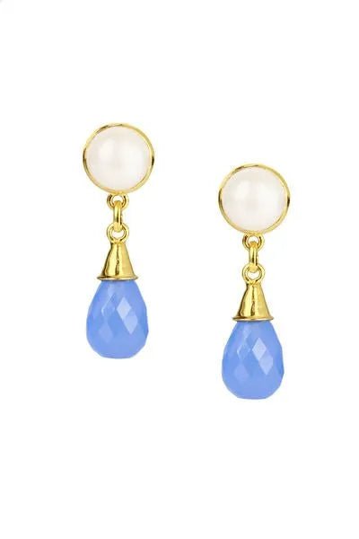 Blue Drop Gold Plated Dangle Earrings for Women - Elegant Party & Wedding Jewelry Gift
