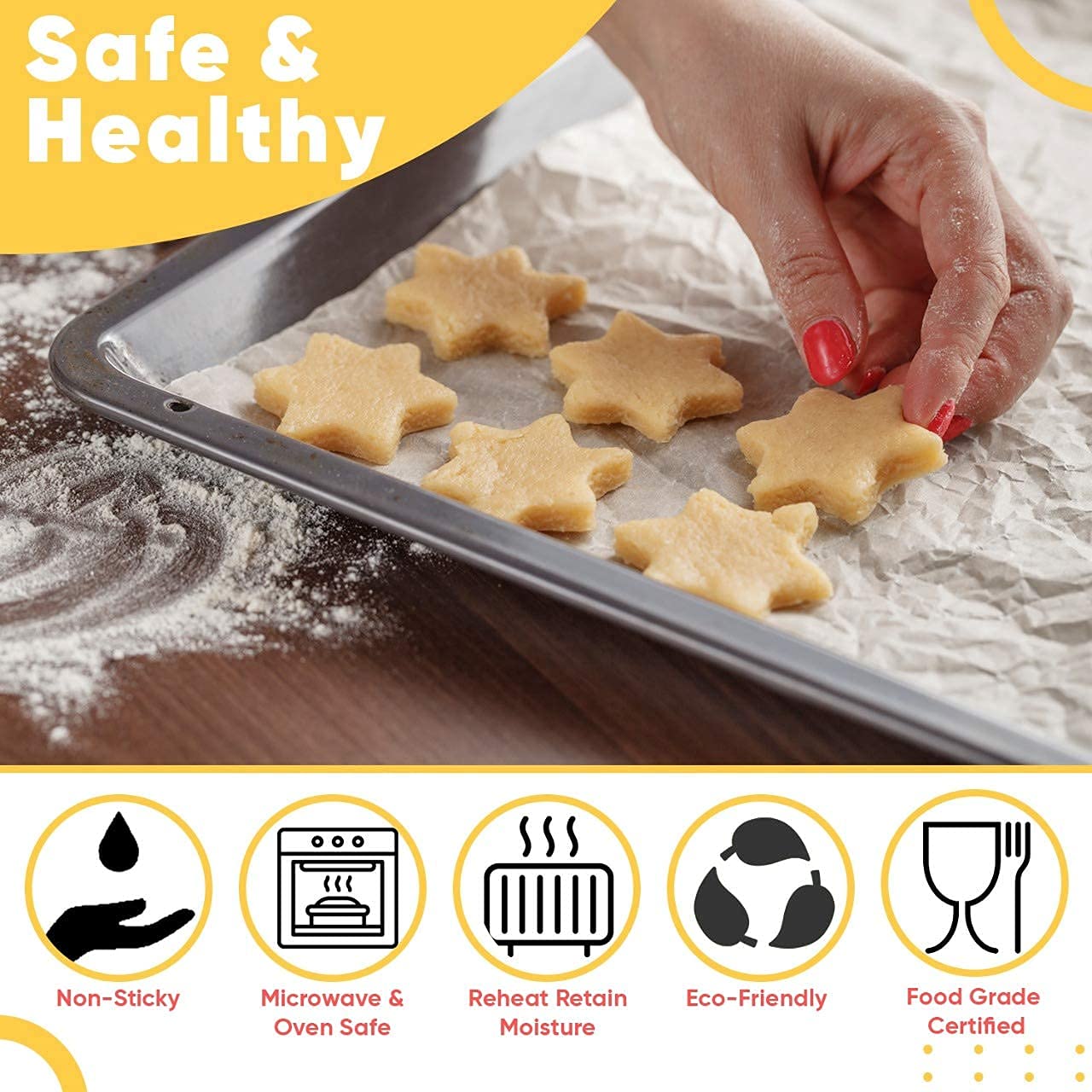 Premium Non-Stick Baking Parchment Paper Sheets - 100 Pack for Cakes, Cookies & Pastries | Safe, Unbleached & Eco-Friendly | Perfect for Home Baking, Pastry Chefs & Commercial Kitchens