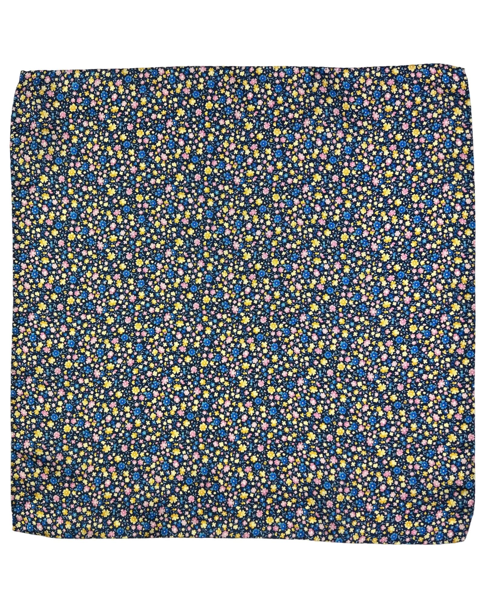 DÉCLIC Bello Floral Handkerchief - Yellow Cotton Vintage Style Hanky for Women, Gift, Wedding, Party & Special Occasions