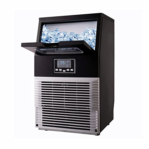 Commercial Under Counter Ice Maker Machine - 66lbs/24h Nugget Ice Production, 70L (33lbs) Stainless Steel Storage Bin with LCD Panel & Self-Cleaning - Perfect for Restaurants, Bars, Cafes, and Home Use