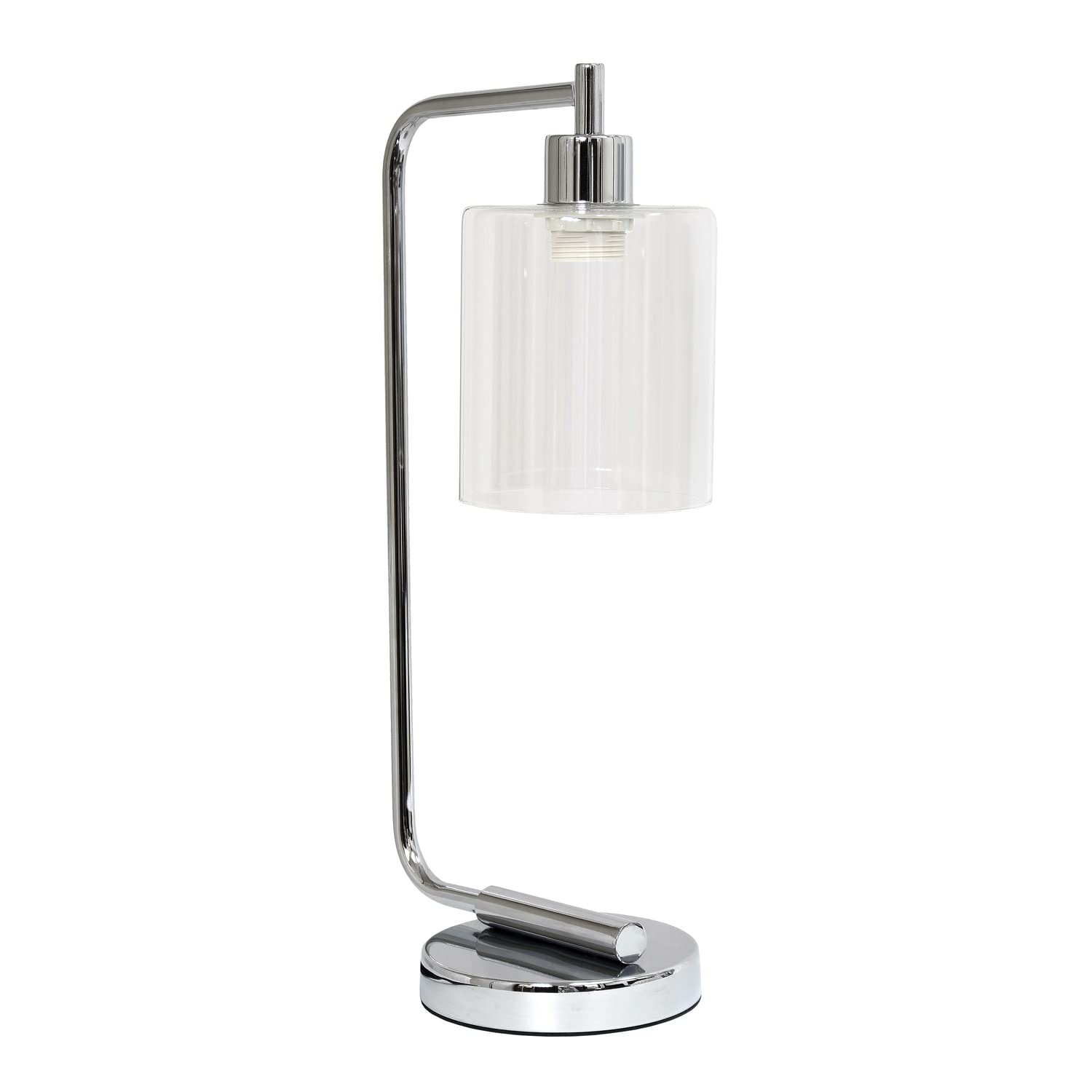 Modern Chrome Iron Desk Lamp with Glass Shade - Adjustable Office Lighting for Study, Reading & Home Decor