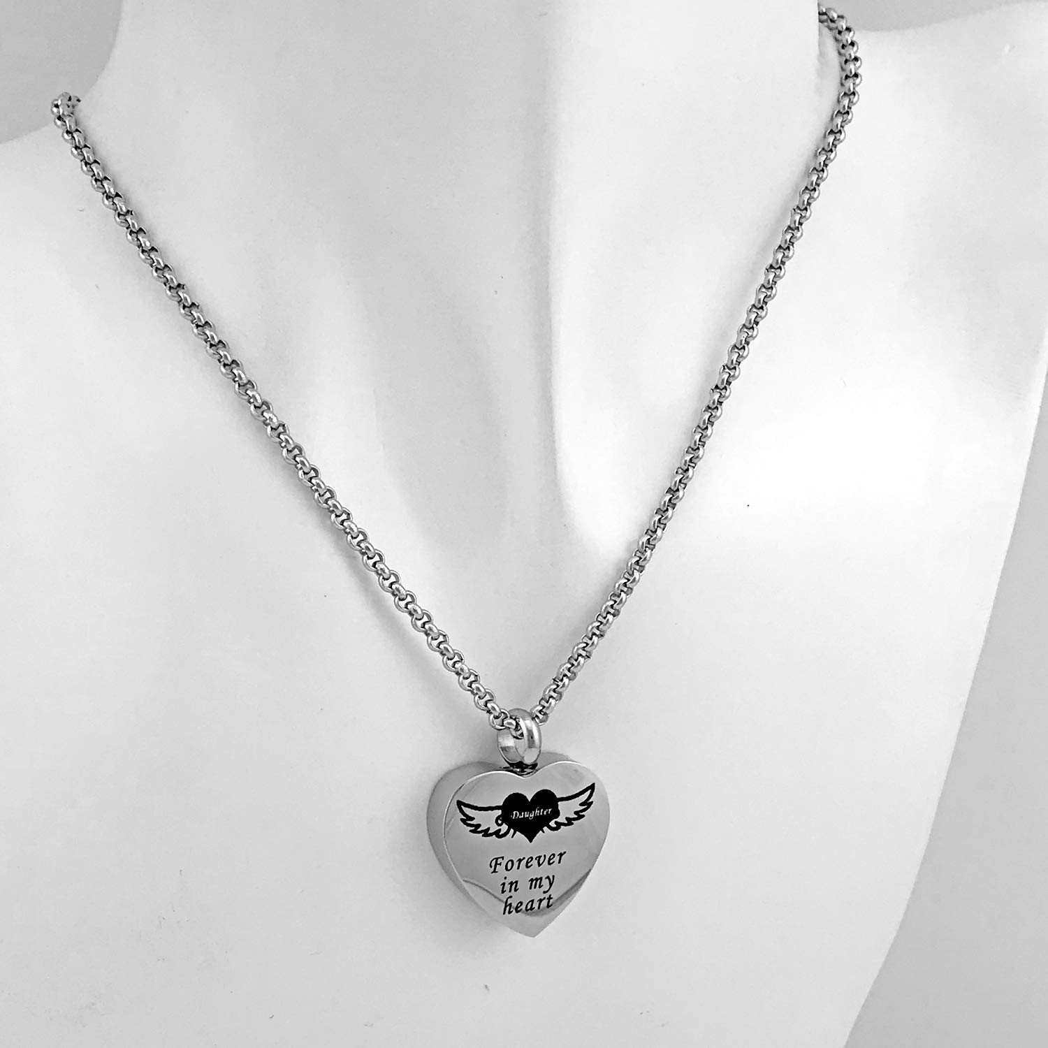 Memorial Urn Necklace for Ashes - Forever in My Heart Cremation Jewelry Pendant with Funnel Filler Kit | Keepsake for Loved Ones, Perfect for Remembrance & Daily Wear