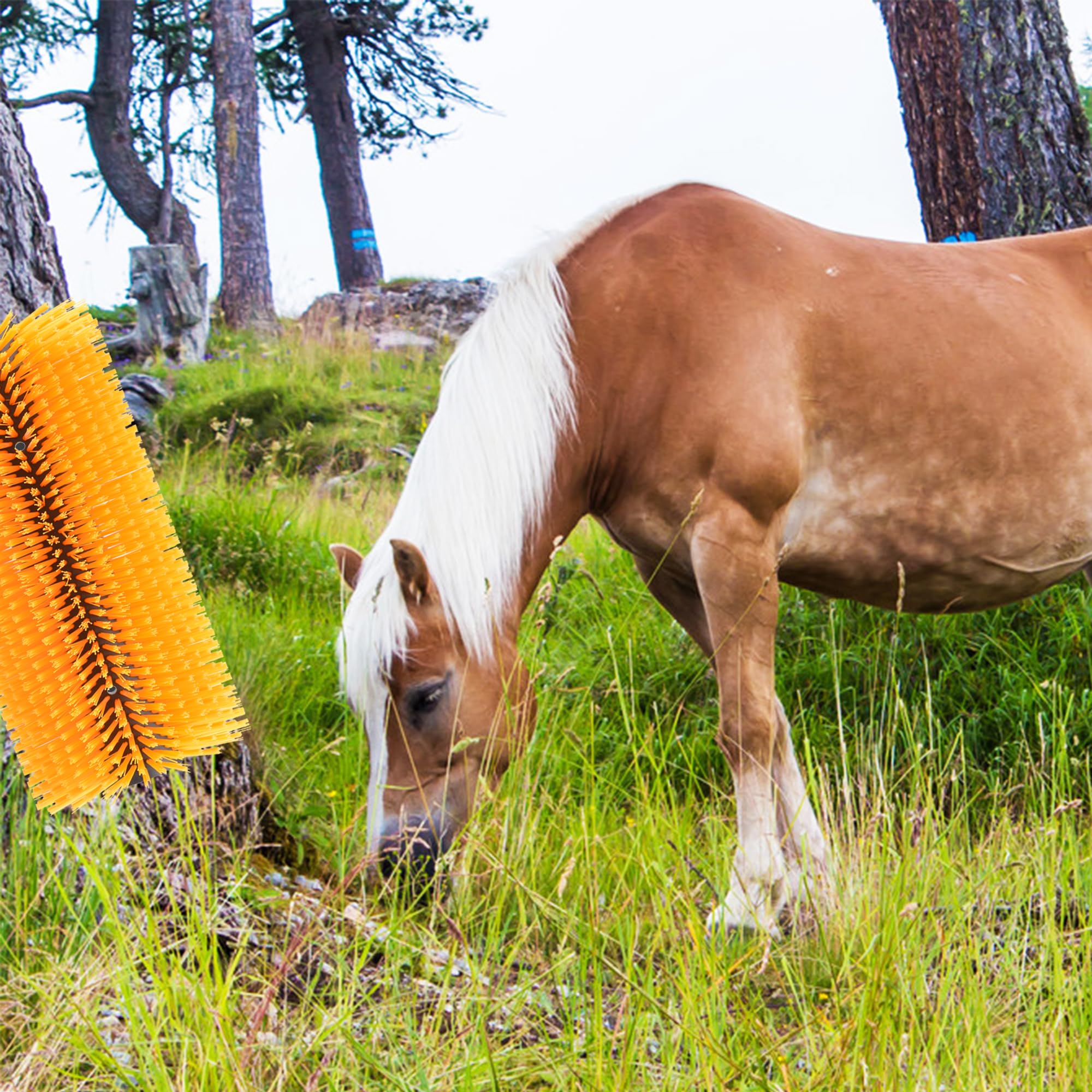 2PCS Livestock Scratch Brushes - Anti-Itch Grooming Tool for Horses, Cattle, Pigs & Sheep | Durable Yellow Back Scratcher for Farm Animals | Perfect for Barn, Pasture & Stable Use