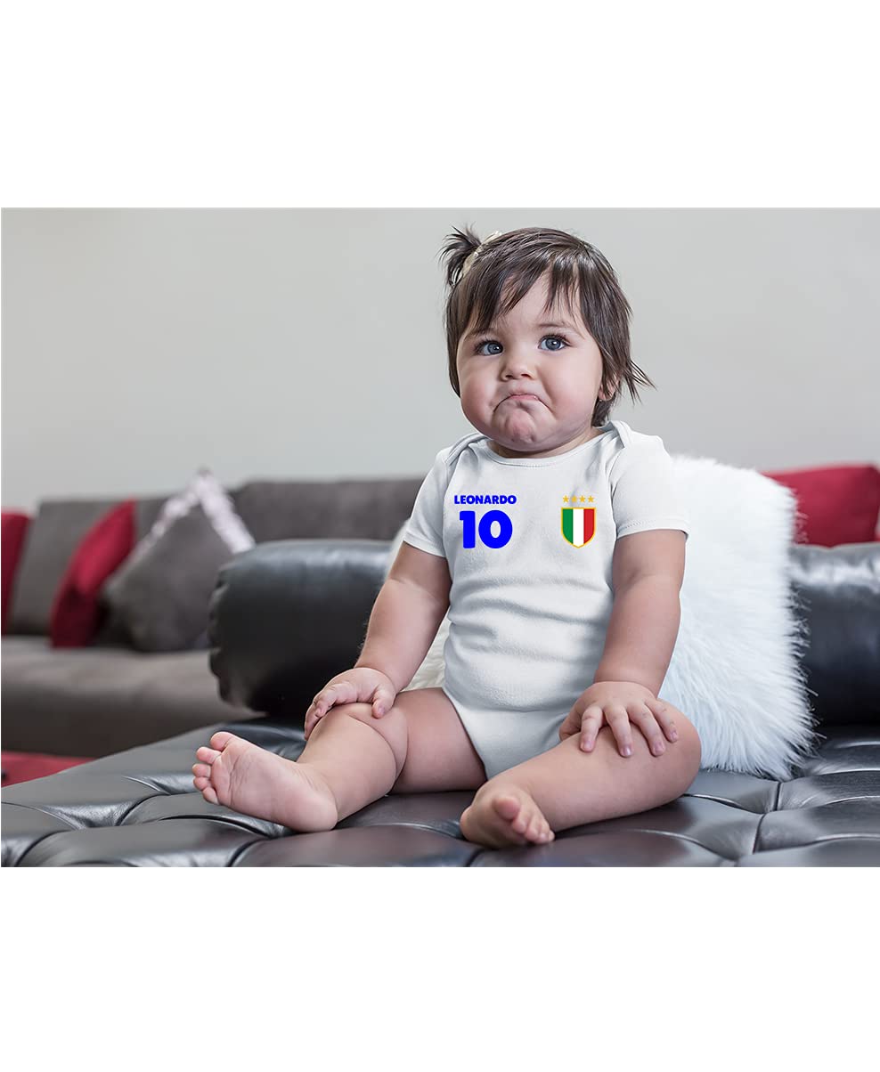 Customizable Baby Bodysuit with Name & Number - Neon Colors for Newborns | Italy & Europe 2020-2021 Collection | Perfect for Photo Shoots, Birthday Gifts & Family Events