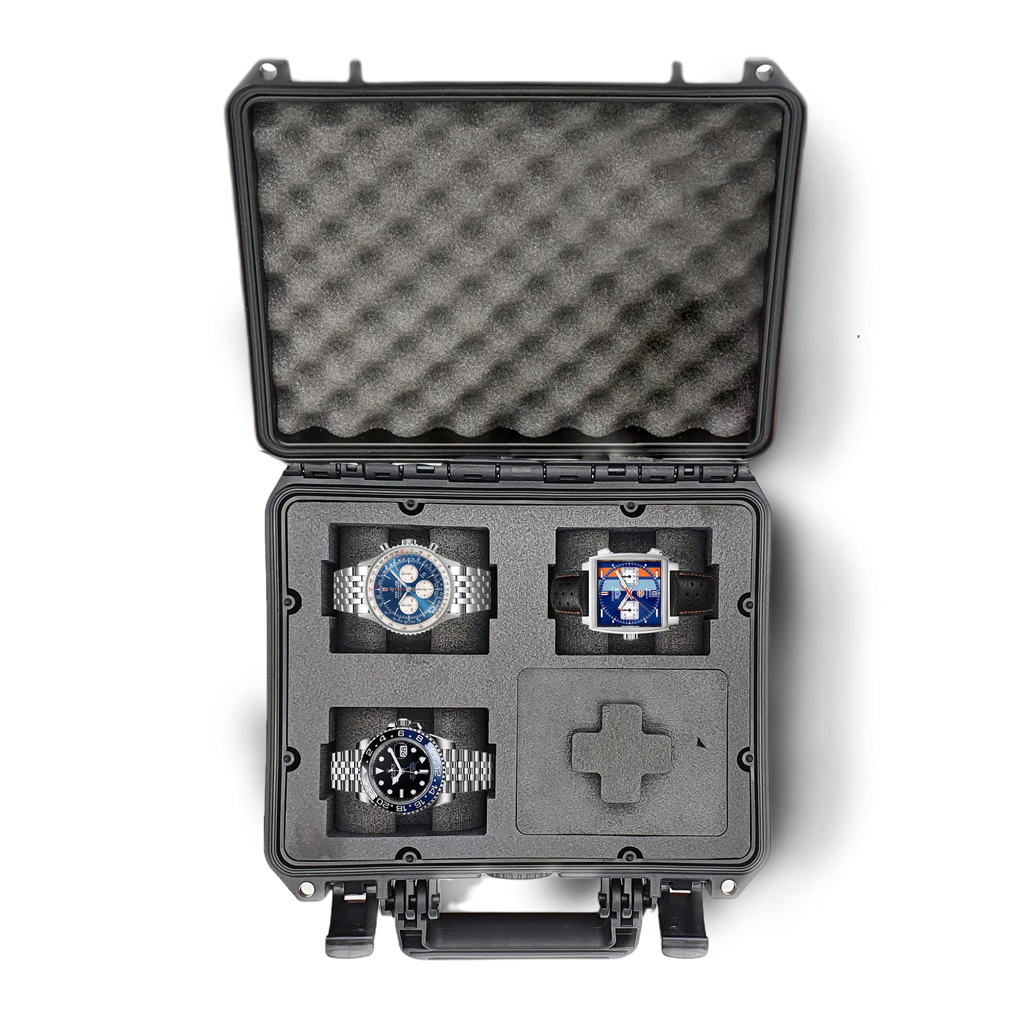 Premium Watch Travel Case for 4 Watches - Waterproof & Dustproof Protective Storage with Lock - German Made - Perfect for Business Trips, Vacations & Watch Collectors