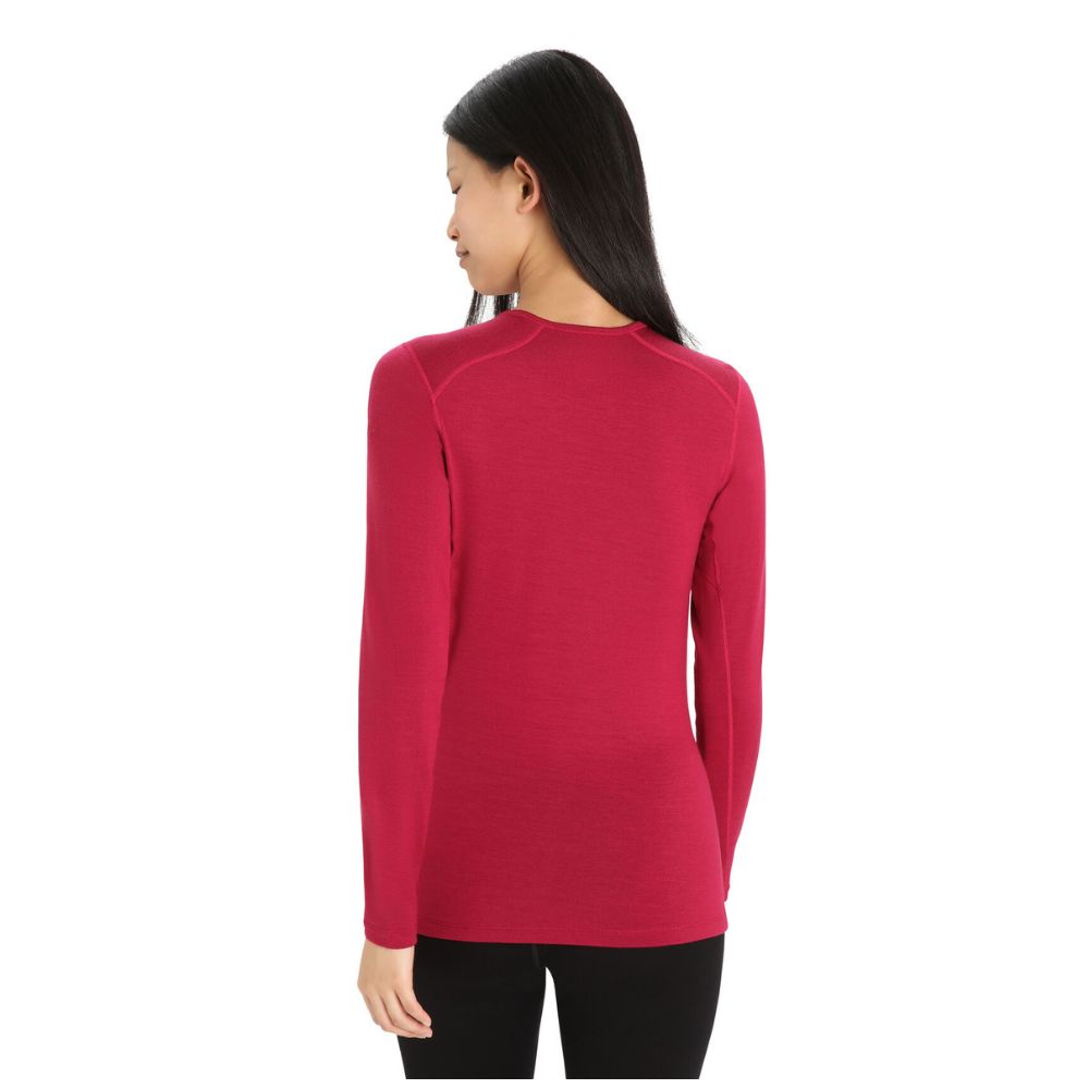 Icebreaker Women's 260 Merino Wool Thermal Base Layer Top - Cherry Red (Size L) | Warm Winter Underwear for Hiking, Skiing & Outdoor Activities