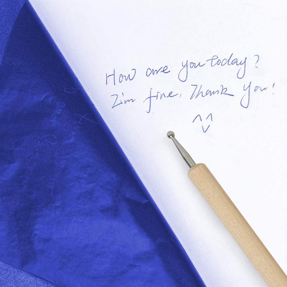 **Yesallwas 100 Sheets Blue Carbon Transfer Paper for Tracing - A4 Size (8.3 x 11.5 Inches) with Embossing Stylus Set - Ideal for Wood, Paper, Canvas & Art Projects - Perfect for DIY Crafts, Calligraphy & Design Transfer**