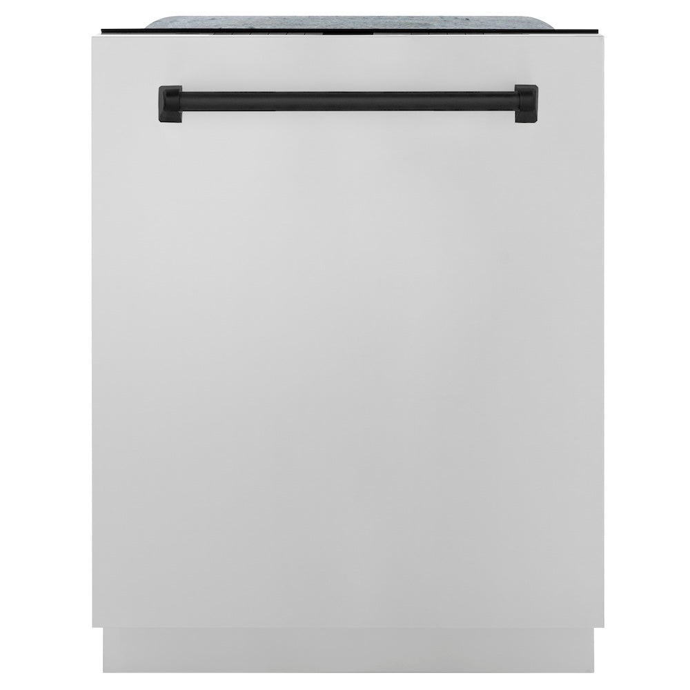 ZLINE Autograph Edition 30-inch Stainless Steel Dual Fuel Range Kitchen Package with Range Hood, Dishwasher & Refrigerator - Matte Black Accents (4AKPR RARHDWM30 MB) | Premium Kitchen Appliances for Modern Homes & Professional Chefs