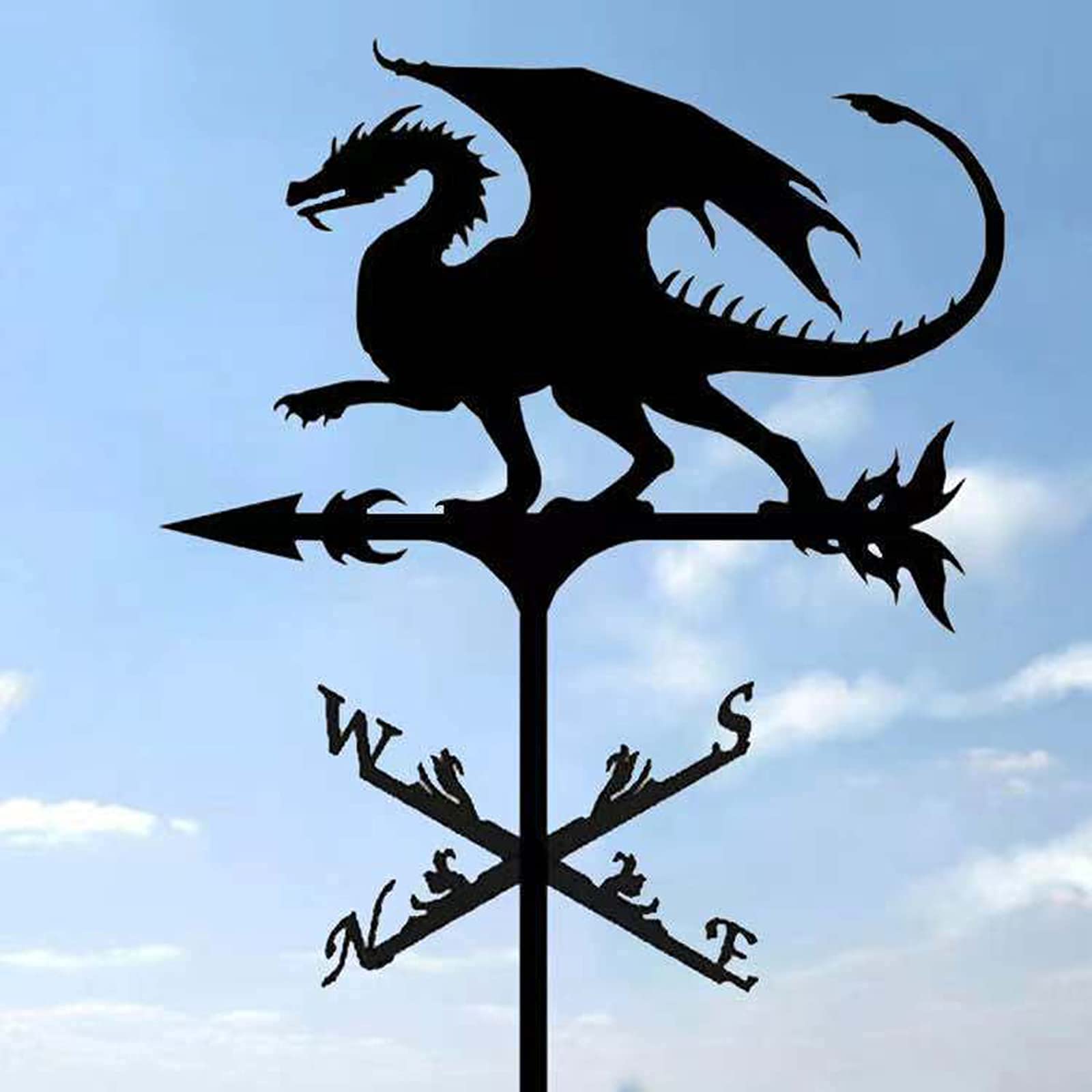 FMOGG Black Dragon Weathervane - Metal Iron Art Wind Direction Indicator for Roof, Yard & Farm Decoration | Outdoor Courtyard Stake & Measuring Tool | Perfect for Garden, Patio & Farmhouse Scenes