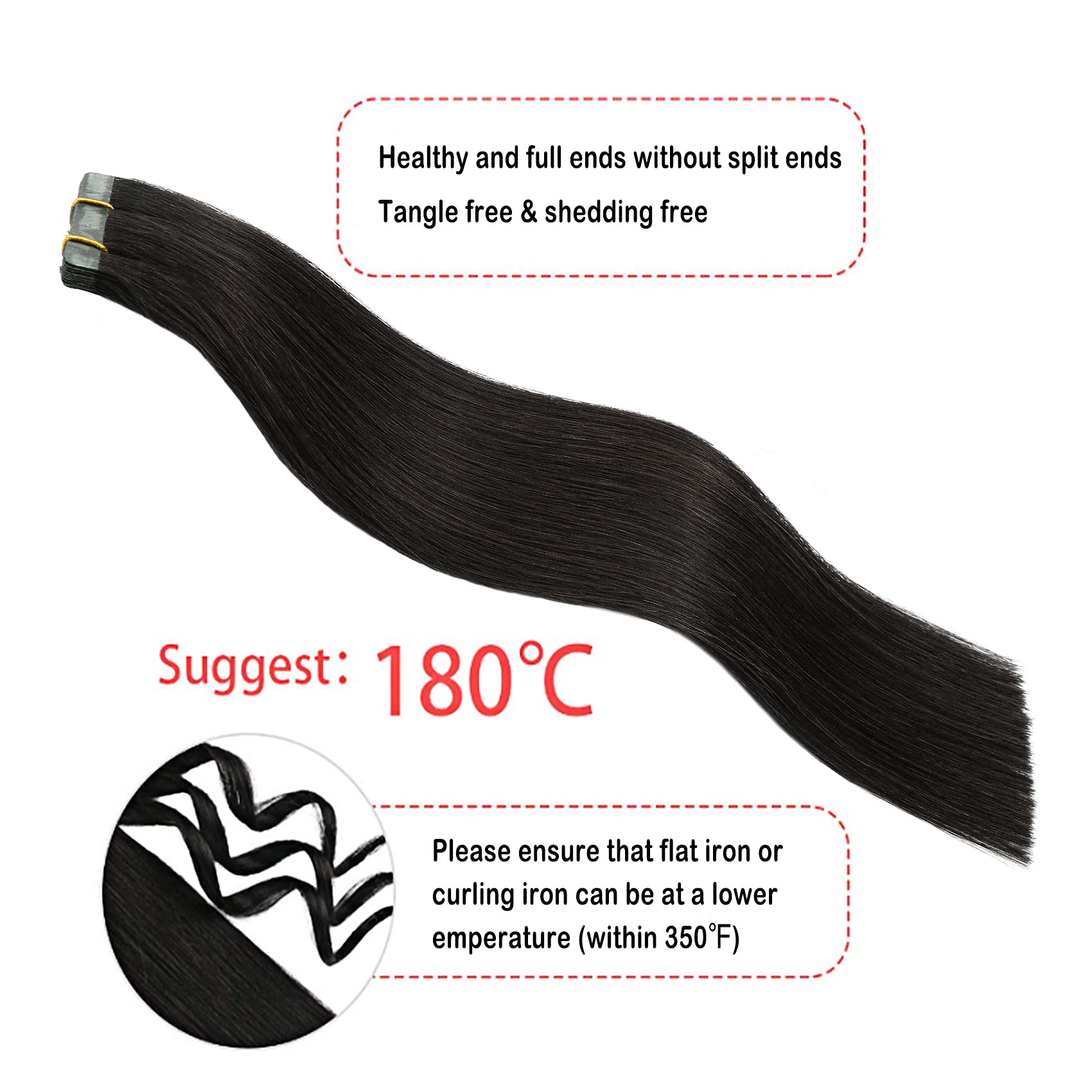 Premium 14 Inch Natural Black Tape-in Hair Extensions - 20pcs 30g 100% Real Human Hair for Seamless Blending & Styling | Perfect for Weddings, Parties & Daily Volume Boost