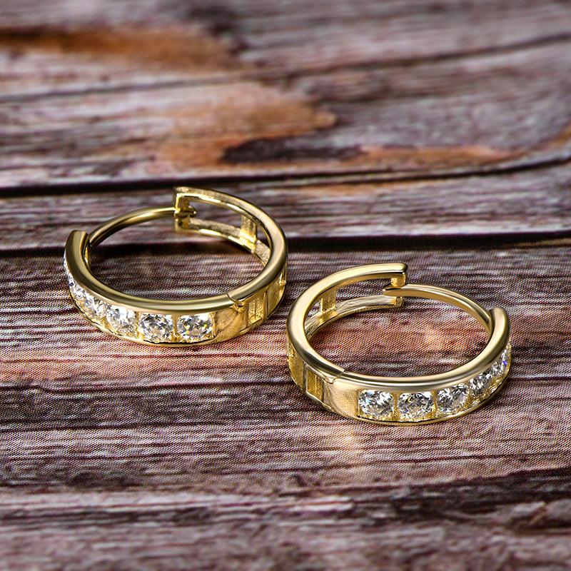 Stunning 14K Gold Pavé Hoop Earrings for Women - Perfect for Weddings, Parties & Everyday Elegance