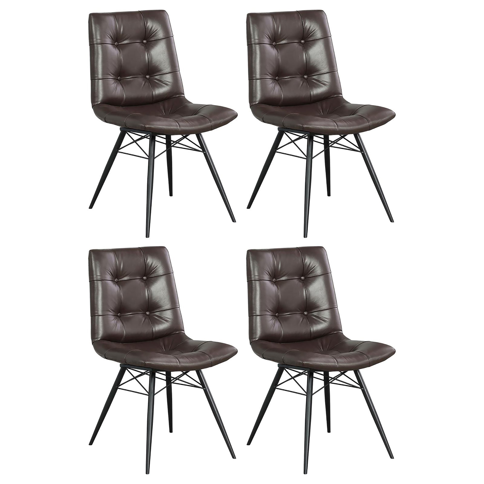 Brown and Gunmetal Back Dining Chairs Set of 4 - Modern Kitchen & Dining Room Furniture for Home Decor | Perfect for Family Gatherings & Dinner Parties