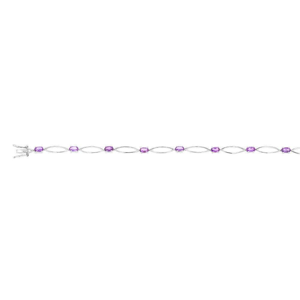 10 Genuine Amethyst Bracelet for Women in Sterling Silver - Healing Crystal Jewelry for Meditation, Yoga & Spiritual Gifts