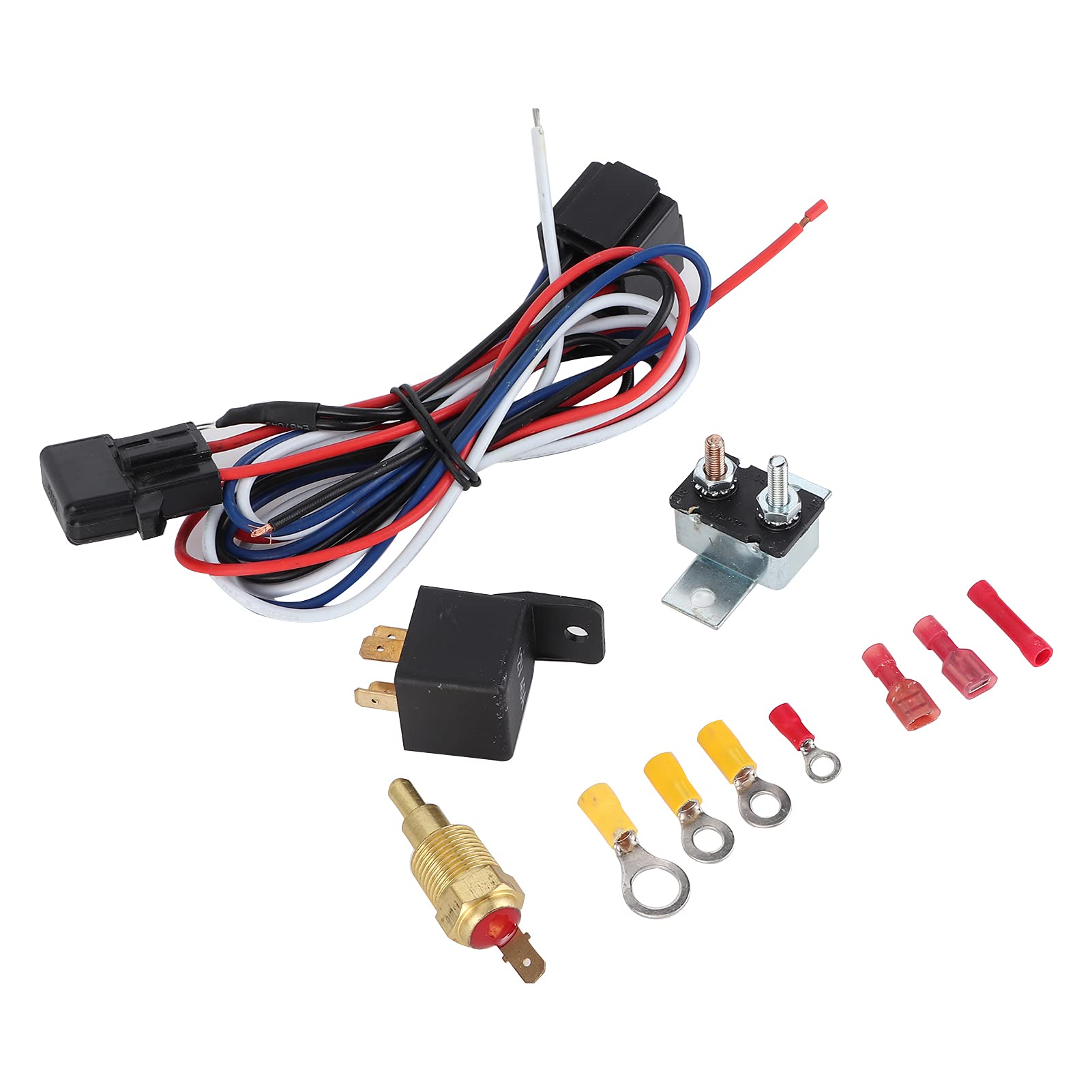 Car Fan Mounting Accessory Kit - Radiator Cooling Fan Relay with Thermostat Temperature Switch - Universal Auto Engine Cooling System Upgrade for Improved Performance & Overheating Protection - Perfect for Daily Commute, Off-Roading & Hot Climate Driving