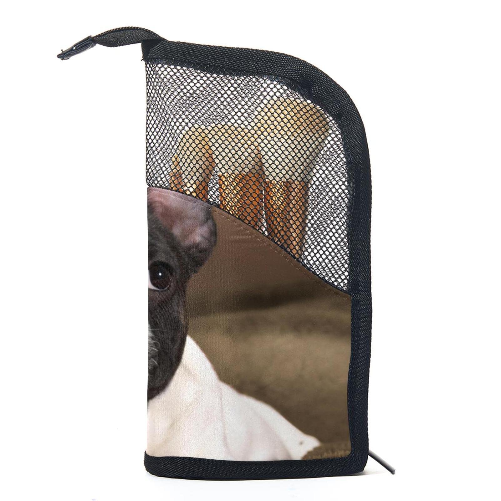 12-Piece Makeup Brush Organizer Bag with Portable Case - Cute Boston Terrier Dog Design | Perfect for Travel, Home Vanity & Professional Makeup Artists