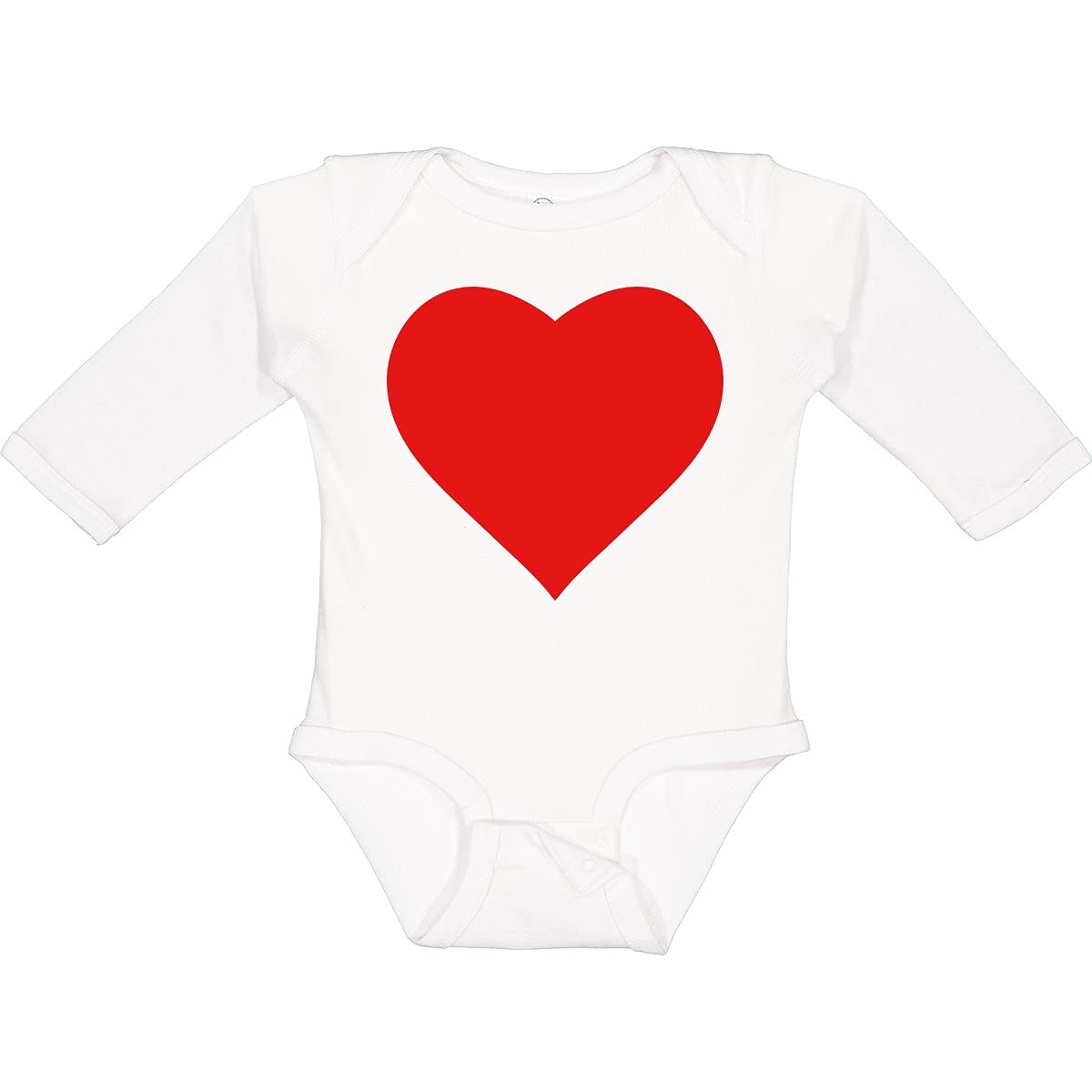 Inktastic Red Heart Long Sleeve Baby Bodysuit - Soft Cotton Onesie for Newborns & Infants - Perfect for Valentine's Day, Family Photos & Holiday Outfits