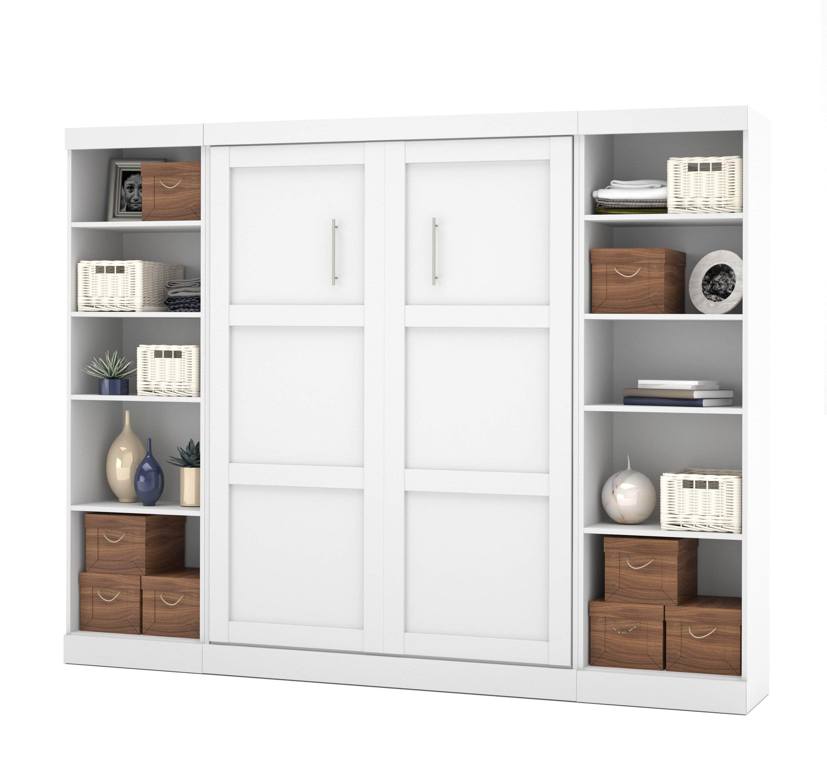 Space-Saving Full Murphy Bed with 2 Storage Units (109W) - 7 Color Options for Home, Office, or Guest Room Use