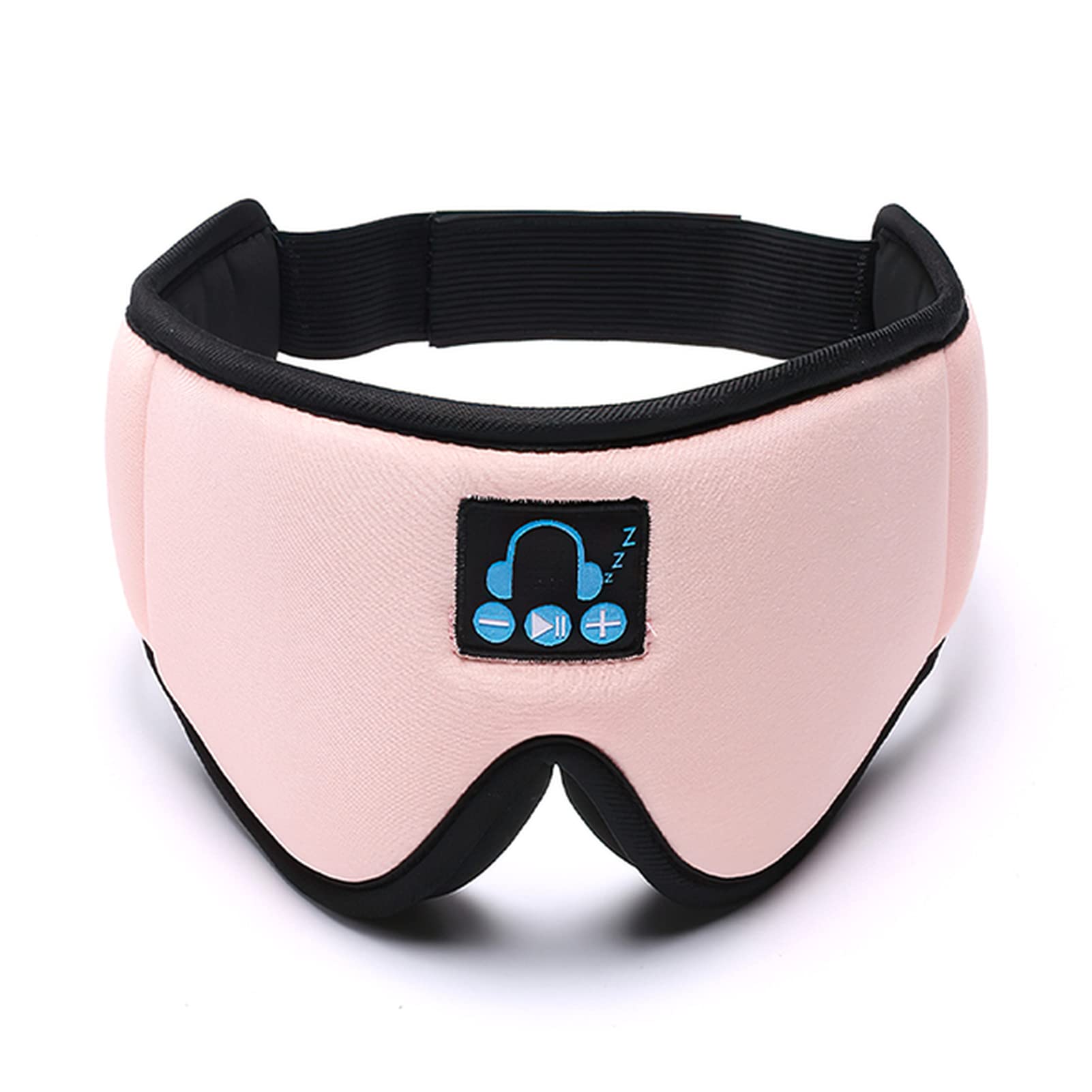 qingmutech Bluetooth Sleep Mask with Wireless Music - Comfortable Elastic Eye Cover for Sleeping, Travel & Relaxation - Breathable Blindfold with Built-in Speakers (Pink) - Perfect for Night Sleep, Airplane Travel & Meditation