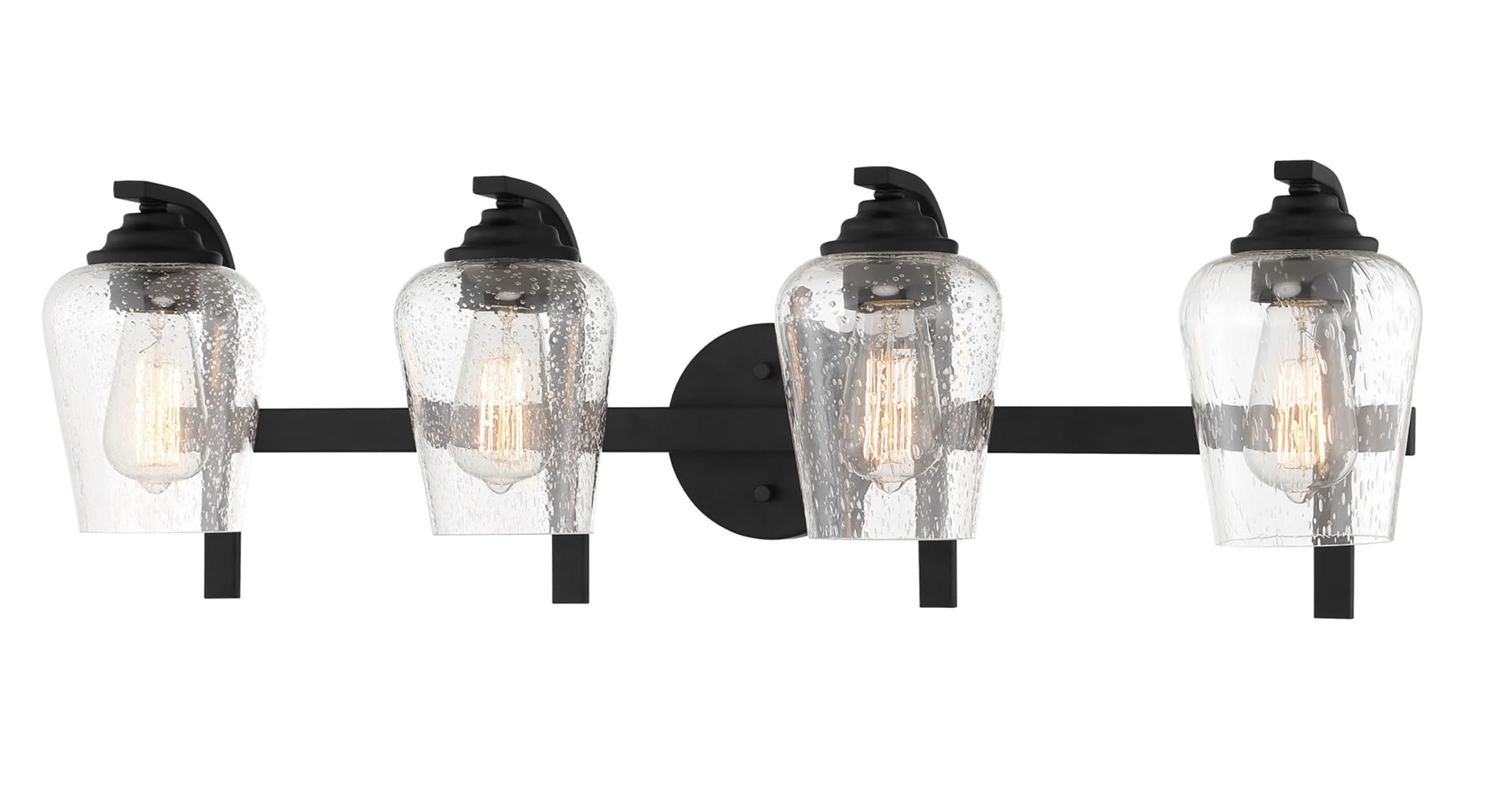 Minka Lavery 1924-66A Shyloh 4-Light Wall Sconce - 240W Coal Black Finish - Modern Lighting for Living Room, Bedroom & Hallway