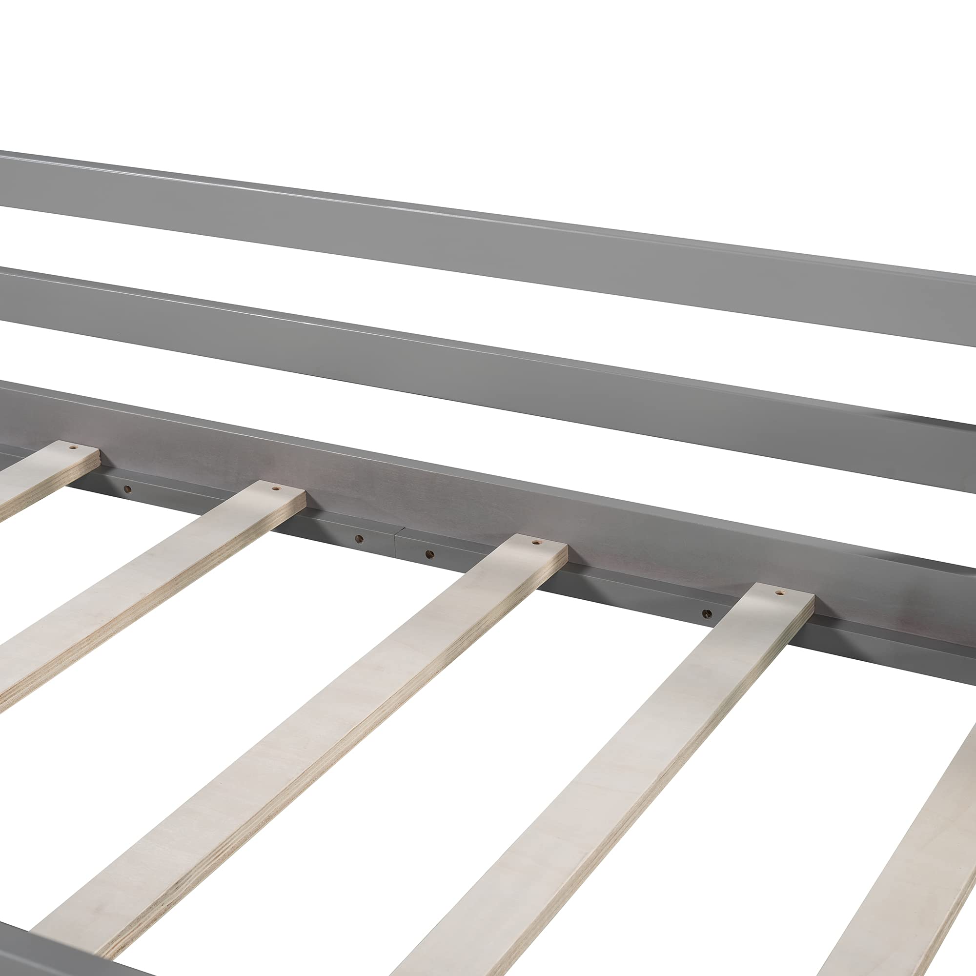 Low Loft Bed with Slide for Kids - Twin Size Wooden Loft Bed Frame with Chalkboard, Guardrails & Ladder - Space Saving Grey Loft Bed for Boys, Girls & Teens - Perfect for Small Bedrooms, Playrooms & Dorm Rooms
