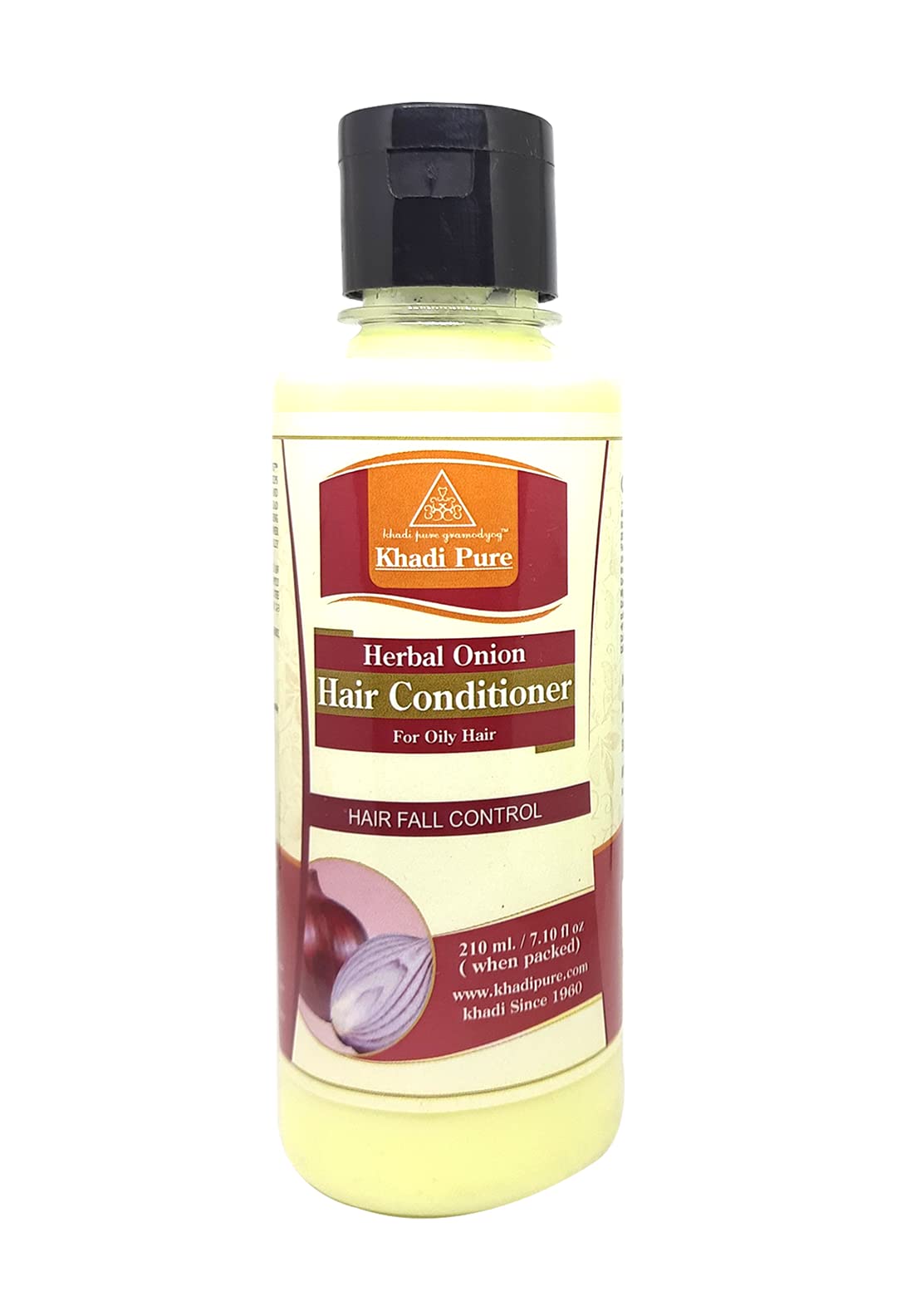 Khadi Pure Herbal Onion Hair Conditioner 210ml - Natural Hair Growth Treatment for Dry & Damaged Hair - Sulfate Free & Chemical Free - Perfect for Daily Use at Home or Salon