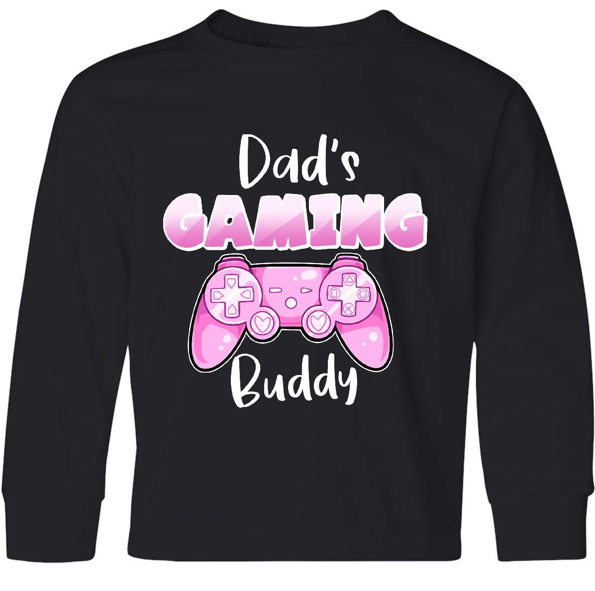 Inktastic Dad's Gaming Buddy Pink Controller Youth Long Sleeve T-Shirt - Perfect Gift for Gamer Dads & Kids Matching Outfits