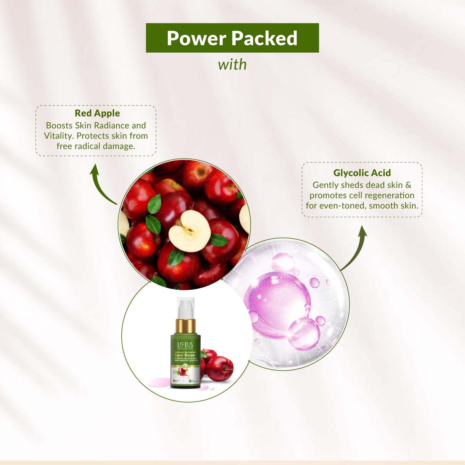 Lotus Botanicals GlycoBoost Radiant Skin Super Serum with Red Apple & Glycolic Acid | 30ml | Brightening & Exfoliating Face Treatment for Glowing Skin | Perfect for Nighttime Skincare Routine & Anti-Aging Care
