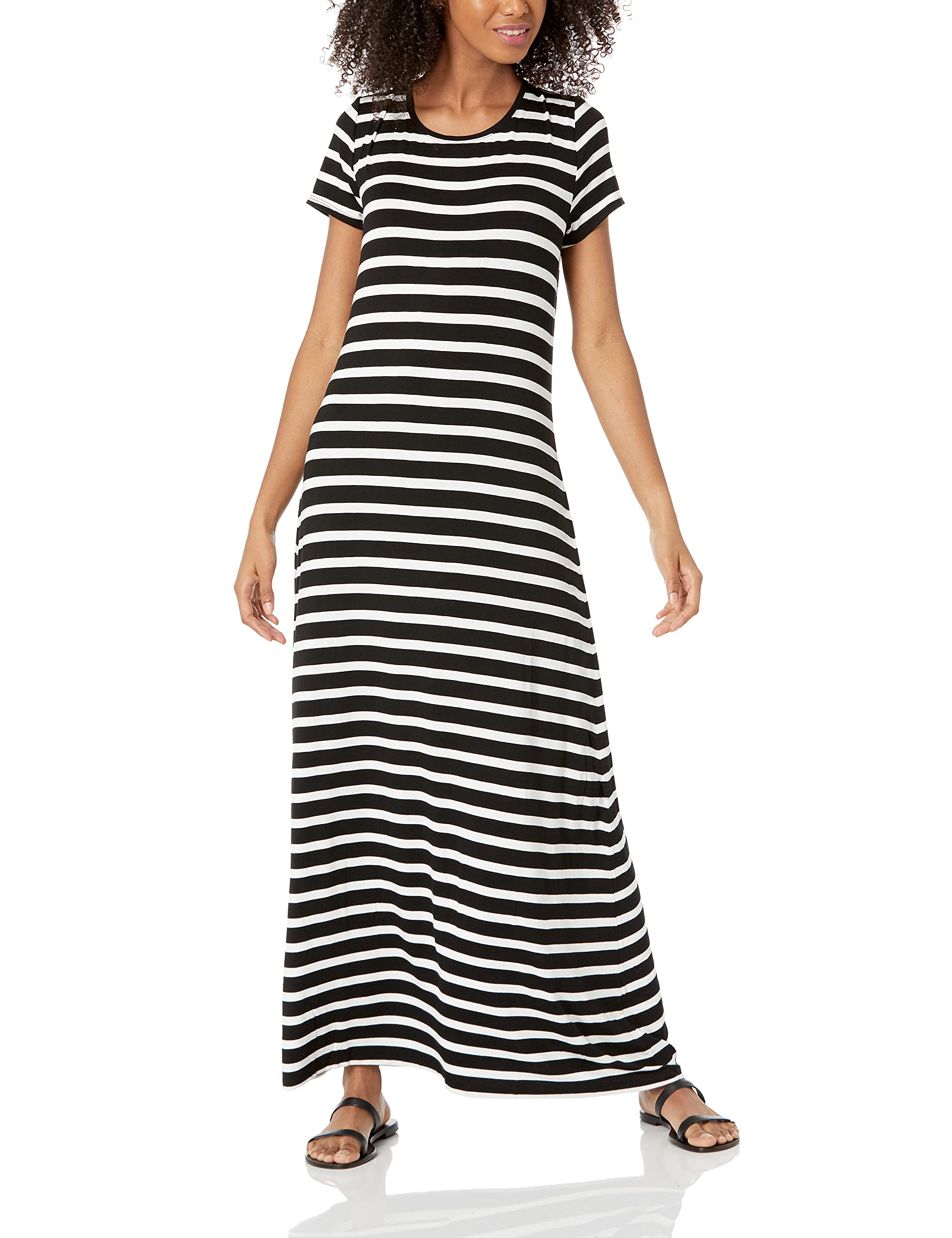 Amazon Essentials Women's Short-Sleeve Maxi Dress - Flowy Casual Summer Dress with Pockets, Plus Size Options | Perfect for Beach, Vacation & Everyday Wear