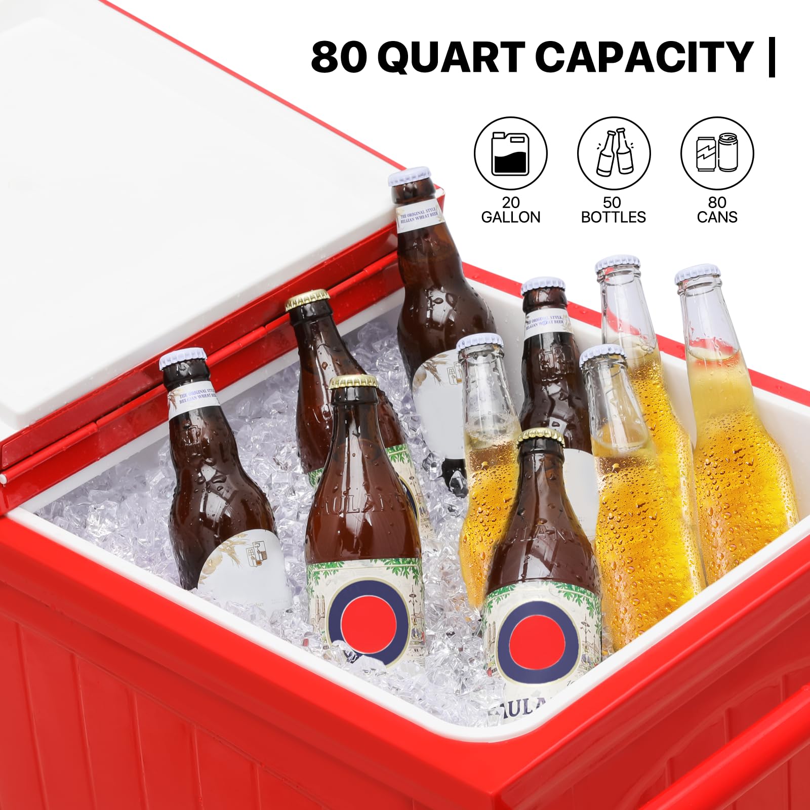 Large Rolling Cooler with Wheels and Handle - Portable Outdoor Ice Cooler for Patio, Deck, BBQ, Camping & Beach Parties | Heavy-Duty Bar Cart for Entertaining