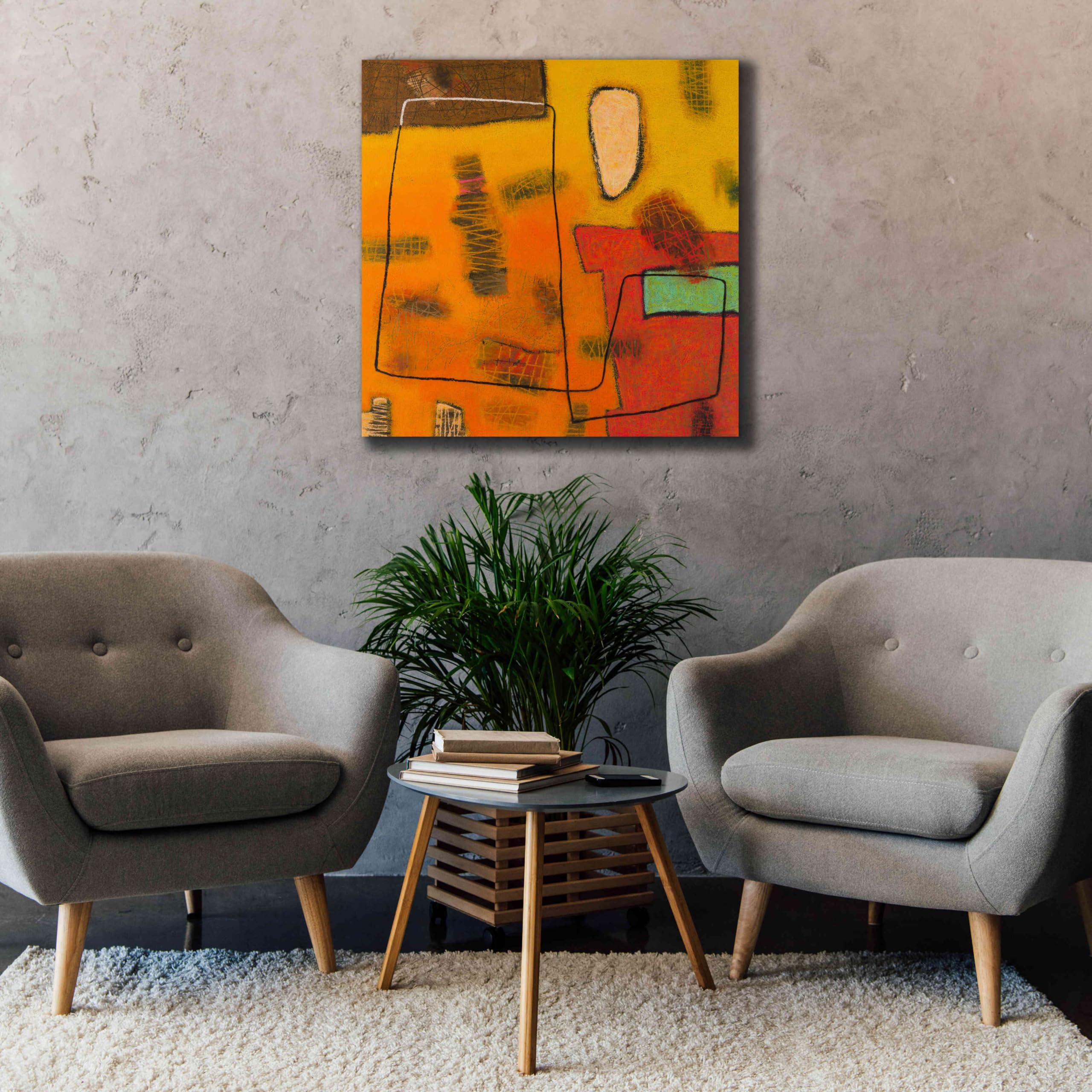 Epic Graffiti 'Conversations in the Abstract 31' by Downs - 37x37 Inch Giclee Canvas Wall Art Print - Modern Abstract Graffiti Painting for Living Room, Bedroom & Office Decor