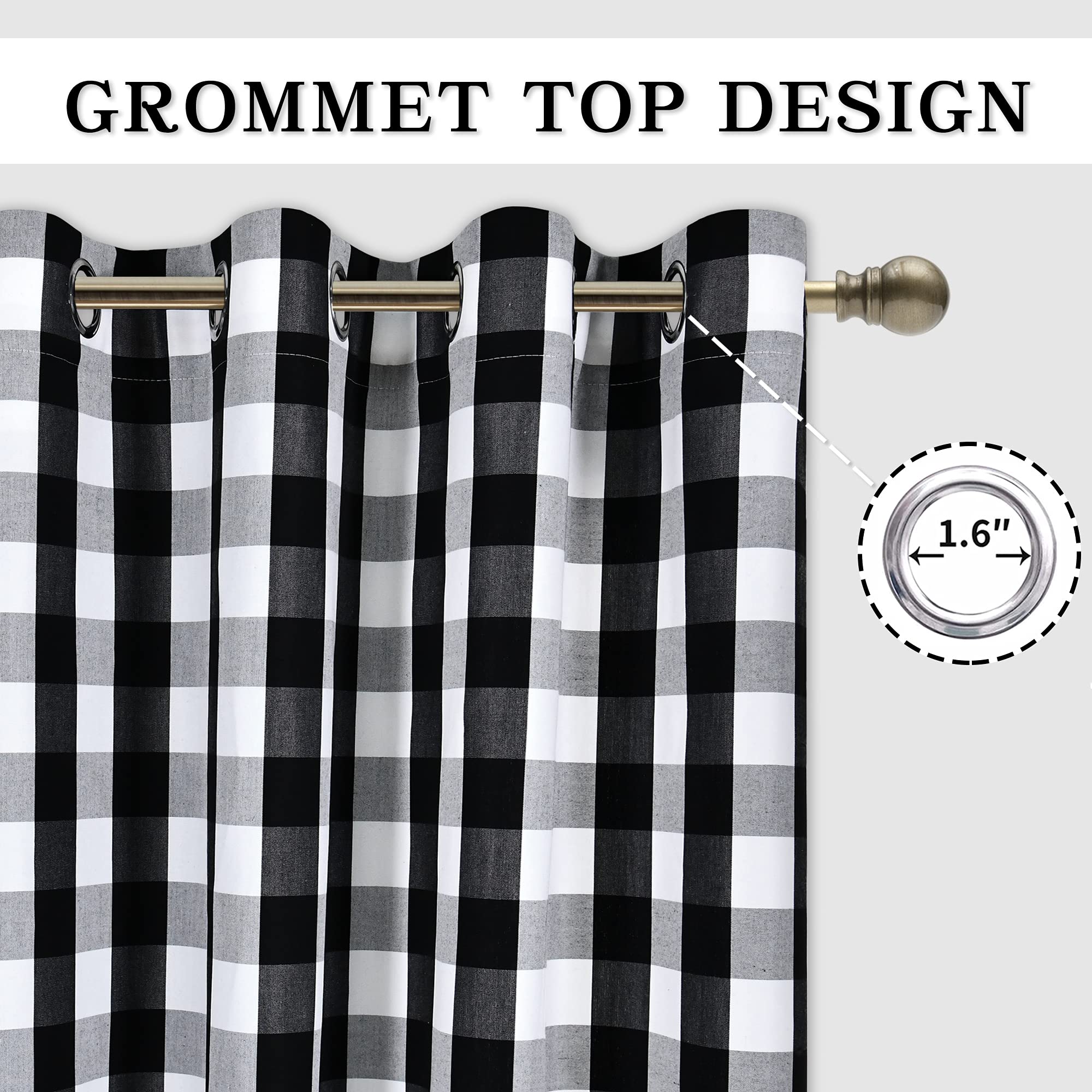 Black and White Buffalo Plaid Thermal Insulated Curtains - 52 x 108 Inches, 2 Panels - Energy Efficient Grommet Window Drapes for Bedroom, Living Room & Farmhouse Decor - Perfect for Winter Insulation & Rustic Home Styling