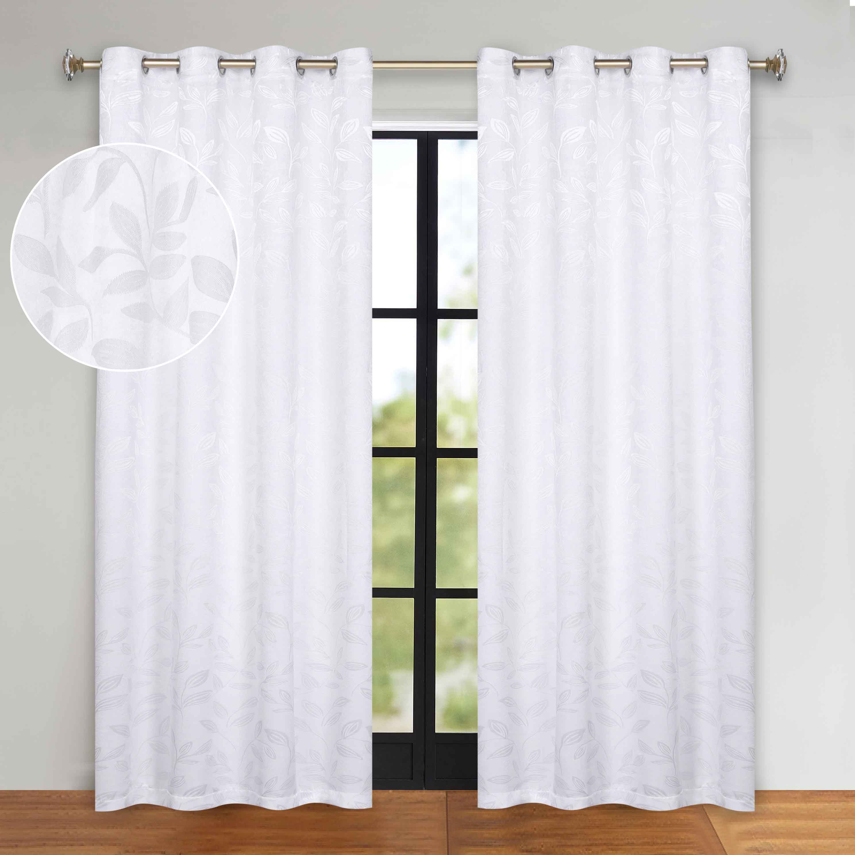 Leaves Grommet Blackout Curtains Set of 2 - Thermal Insulated Room Darkening Drapes for Bedroom & Living Room - Noise Reducing Window Treatment for Home Decor