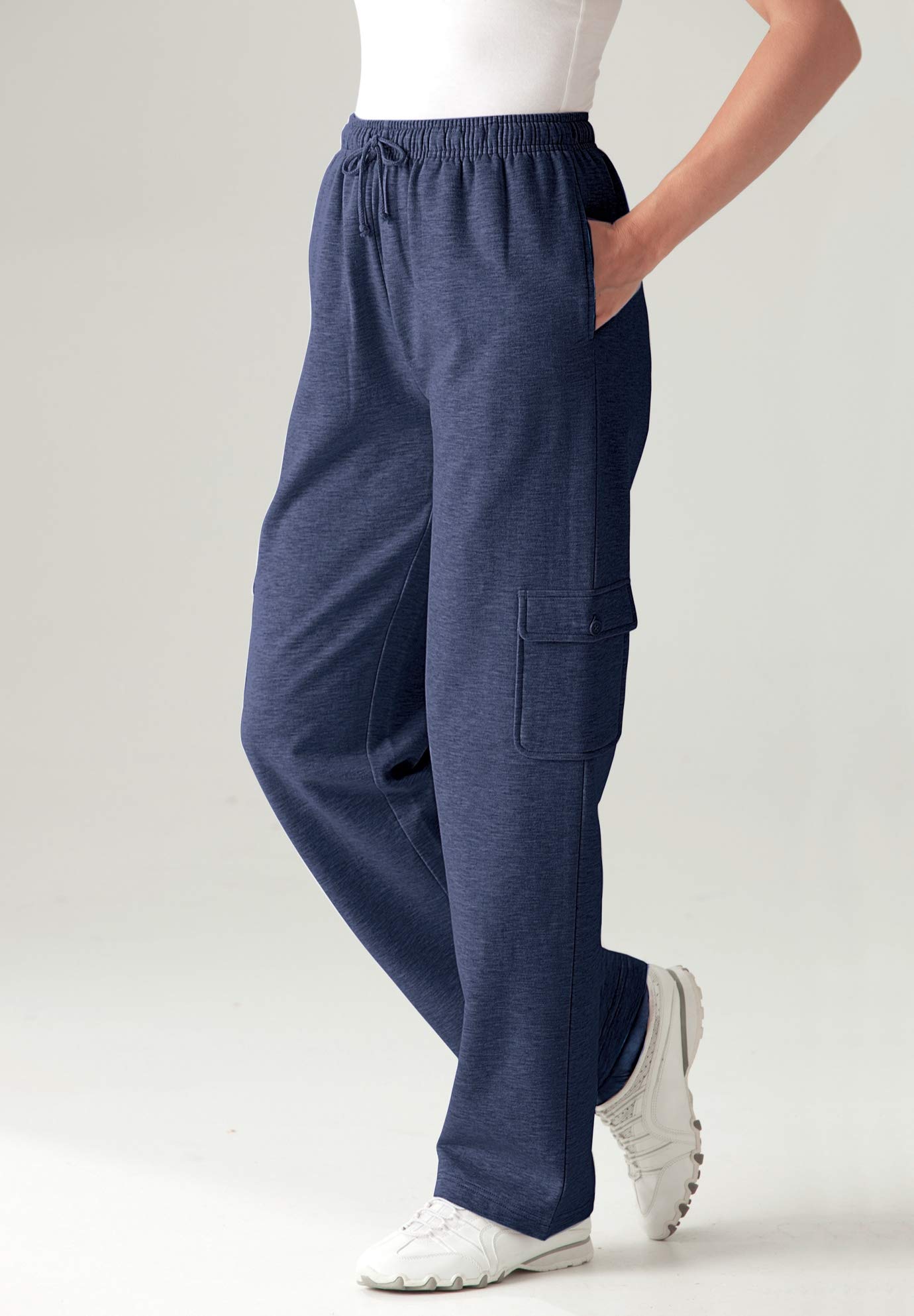 Woman Within Plus Size Better Fleece Cargo Sweatpant for Women - Comfortable & Stylish (Petite & Tall Sizes Available) - Perfect for Lounge, Yoga, Travel & Casual Wear