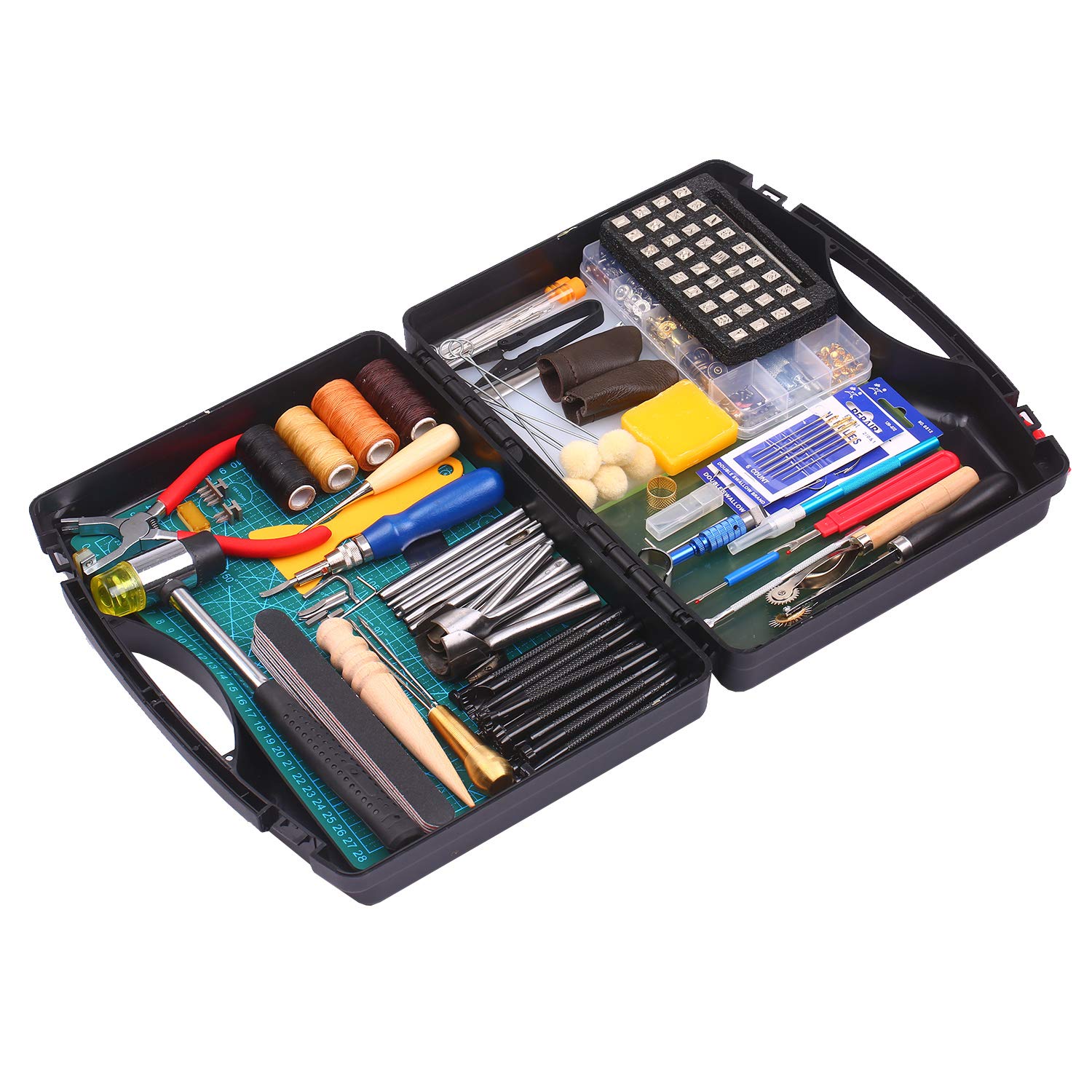 VISLONE 273-Piece Leather Crafting Kit with Storage Case – Includes Groover, Beveler, Cutter, Number & Letter Stamps, 1/4