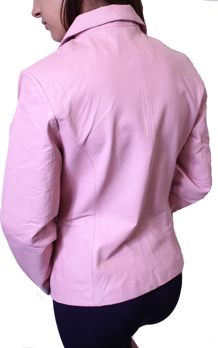 Women's Pink Genuine Leather Blazer Jacket - Italian Style with 3 Buttons | Perfect for Office Wear, Business Meetings & Formal Occasions