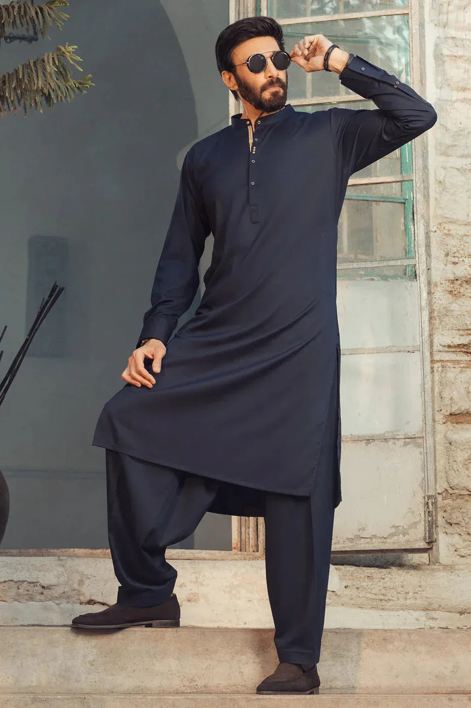 Midnight Blue Kurta Pajama Set for Men - Traditional Indian Cotton Kurta & Pajama - Perfect for Diwali, Eid & Wedding Celebrations